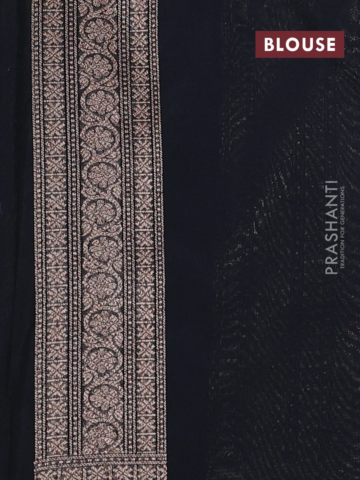 Banarasi semi silk saree black with allover thread & zari weaves and woven border - Image 3