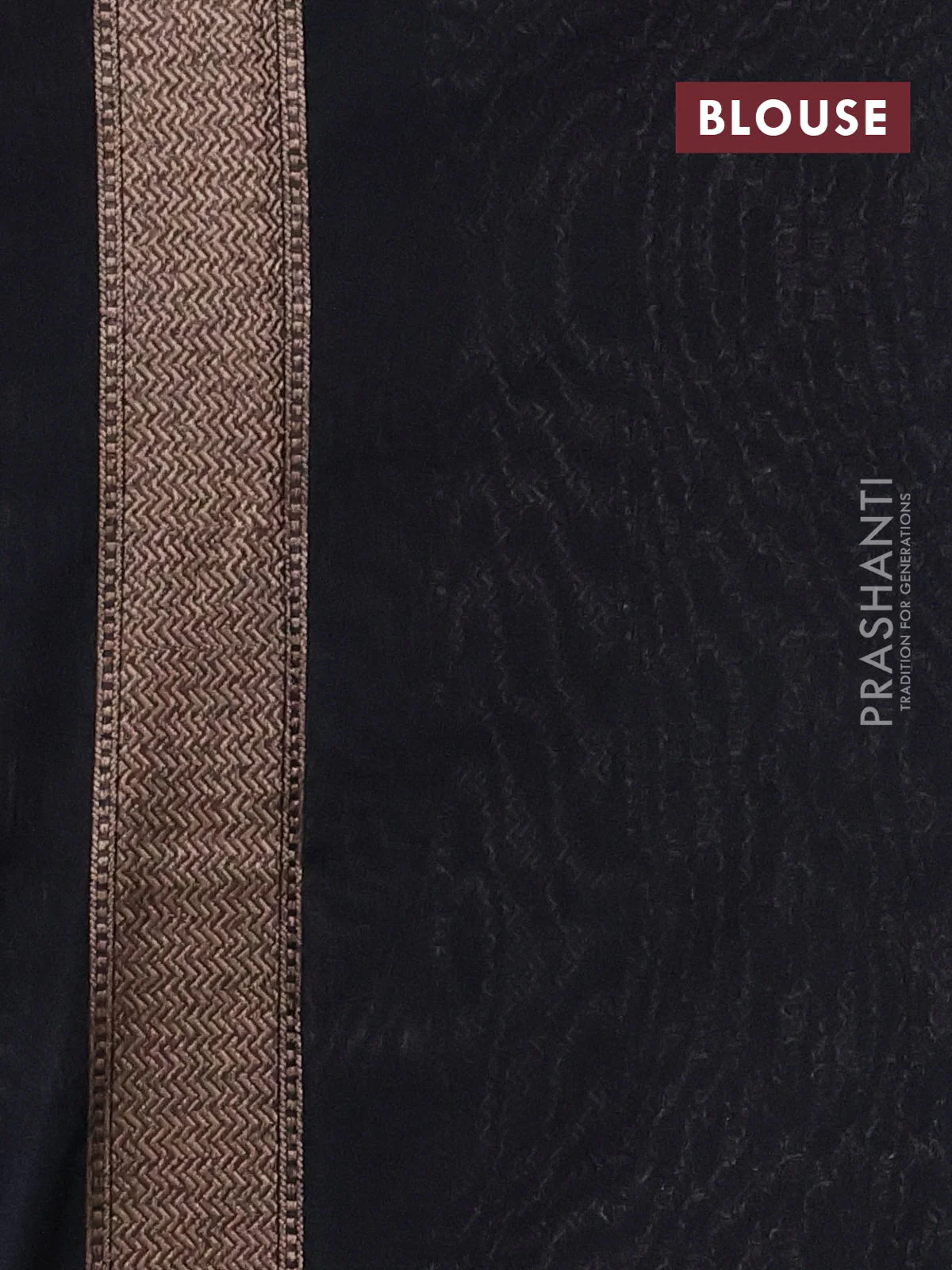 Banarasi semi silk saree black with allover thread & zari weaves and woven border - Image 3