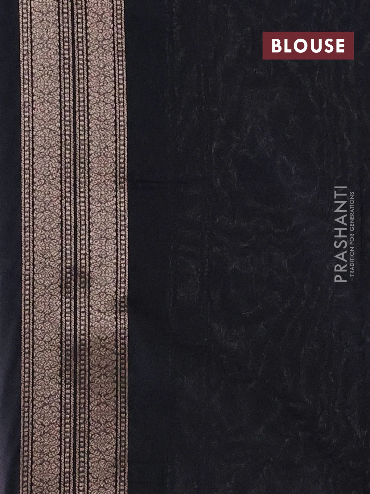 Banarasi semi silk saree black with allover thread & zari weaves and woven border - Image 3
