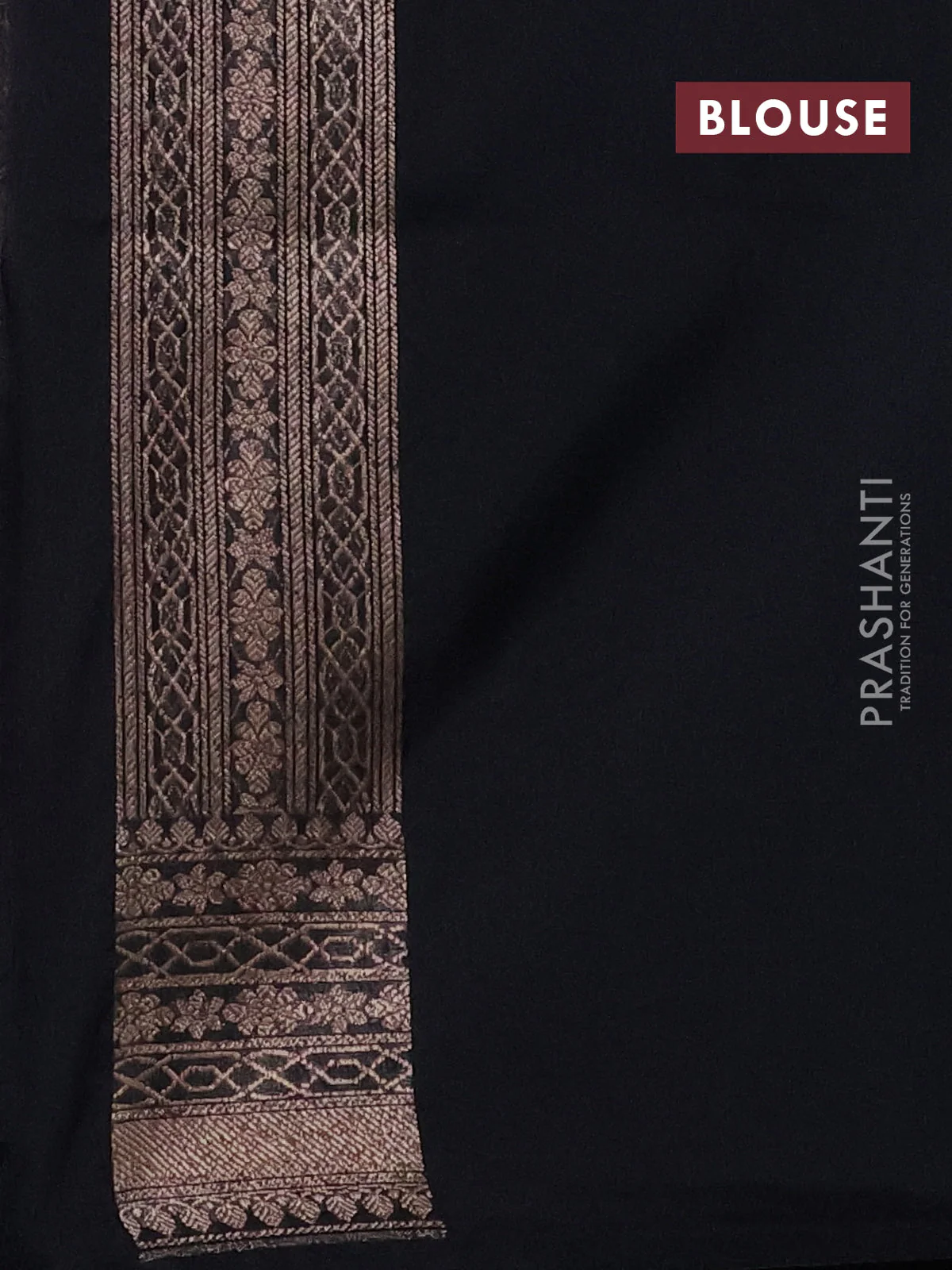 Banarasi semi silk saree black with allover thread & zari weaves and woven border - Image 3
