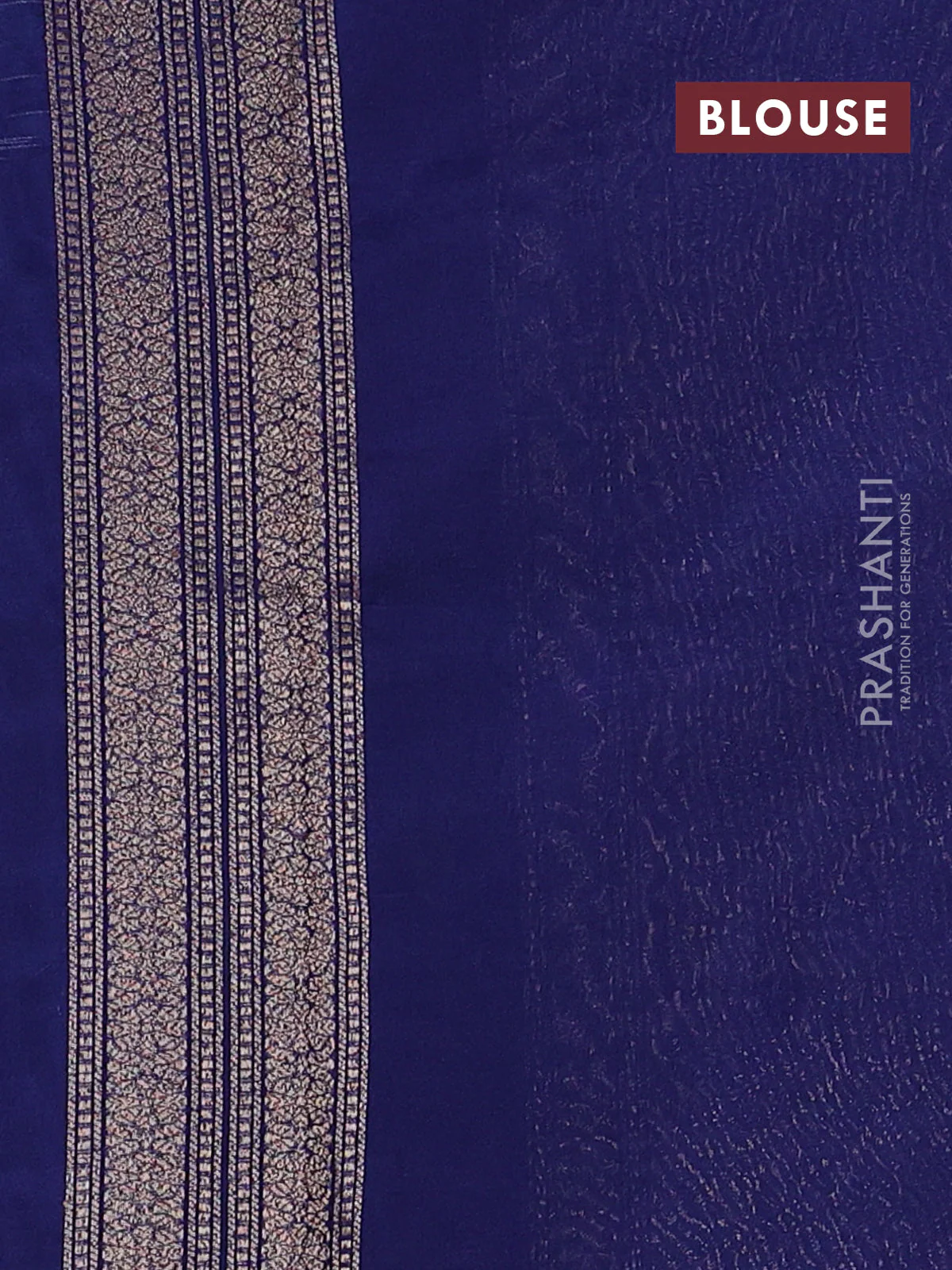 Banarasi semi silk saree blue with allover thread & zari weaves and woven border - Image 3