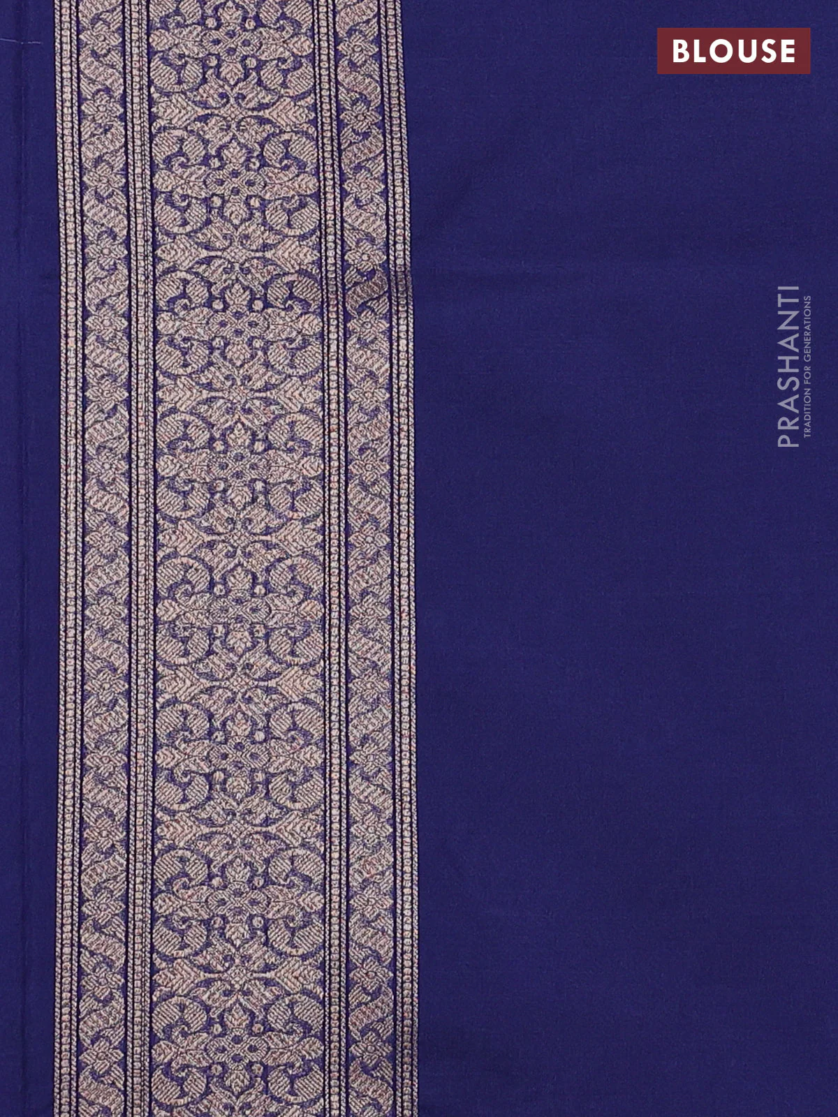 Banarasi semi silk saree blue with allover thread & zari weaves and woven border - Image 3