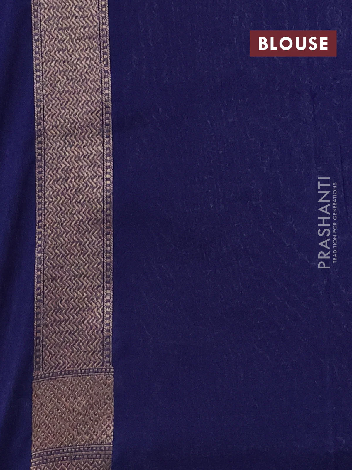 Banarasi semi silk saree blue with allover thread & zari weaves and woven border - Image 3