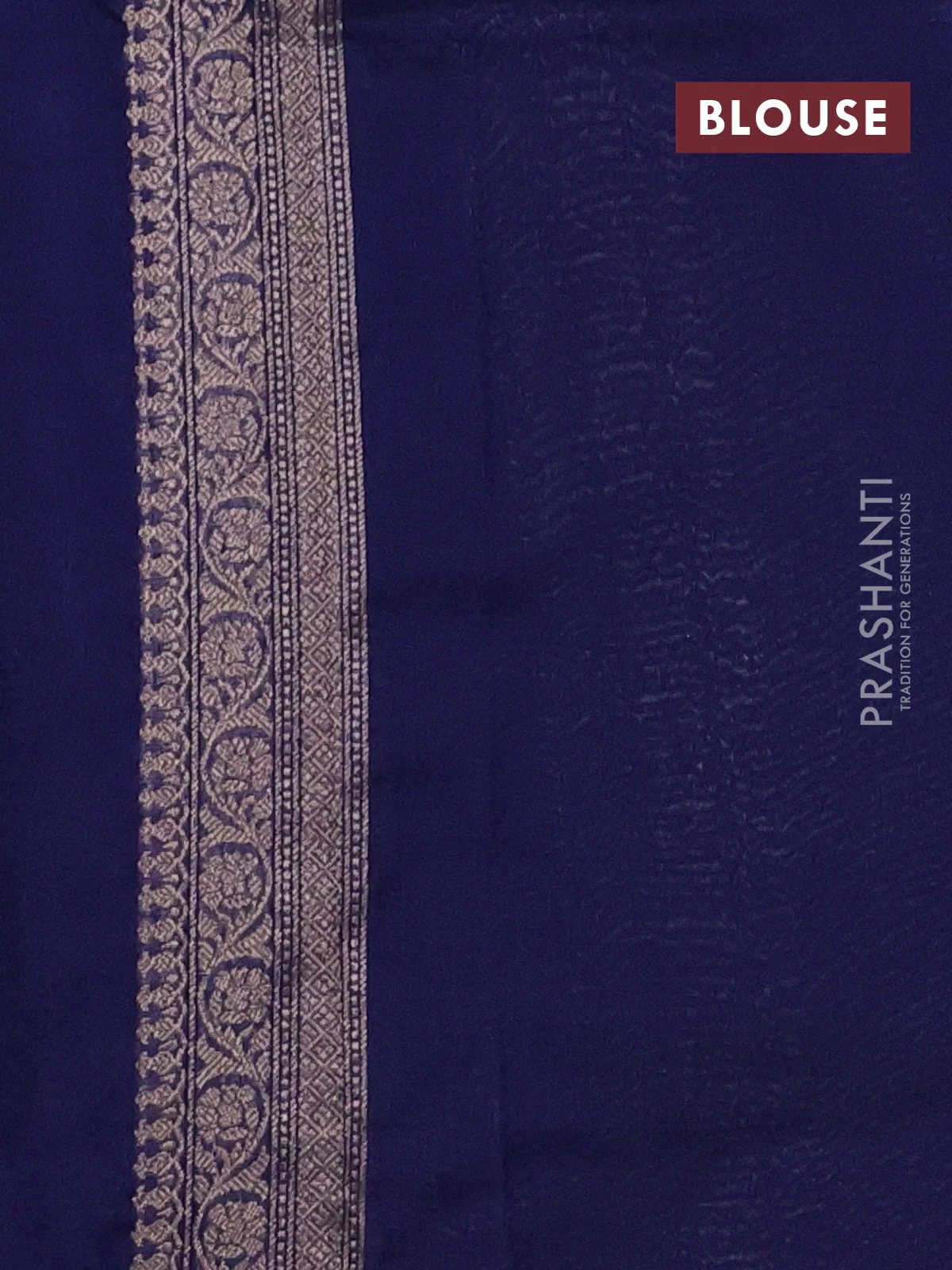 Banarasi semi silk saree blue with allover thread & zari weaves and woven border - Image 3