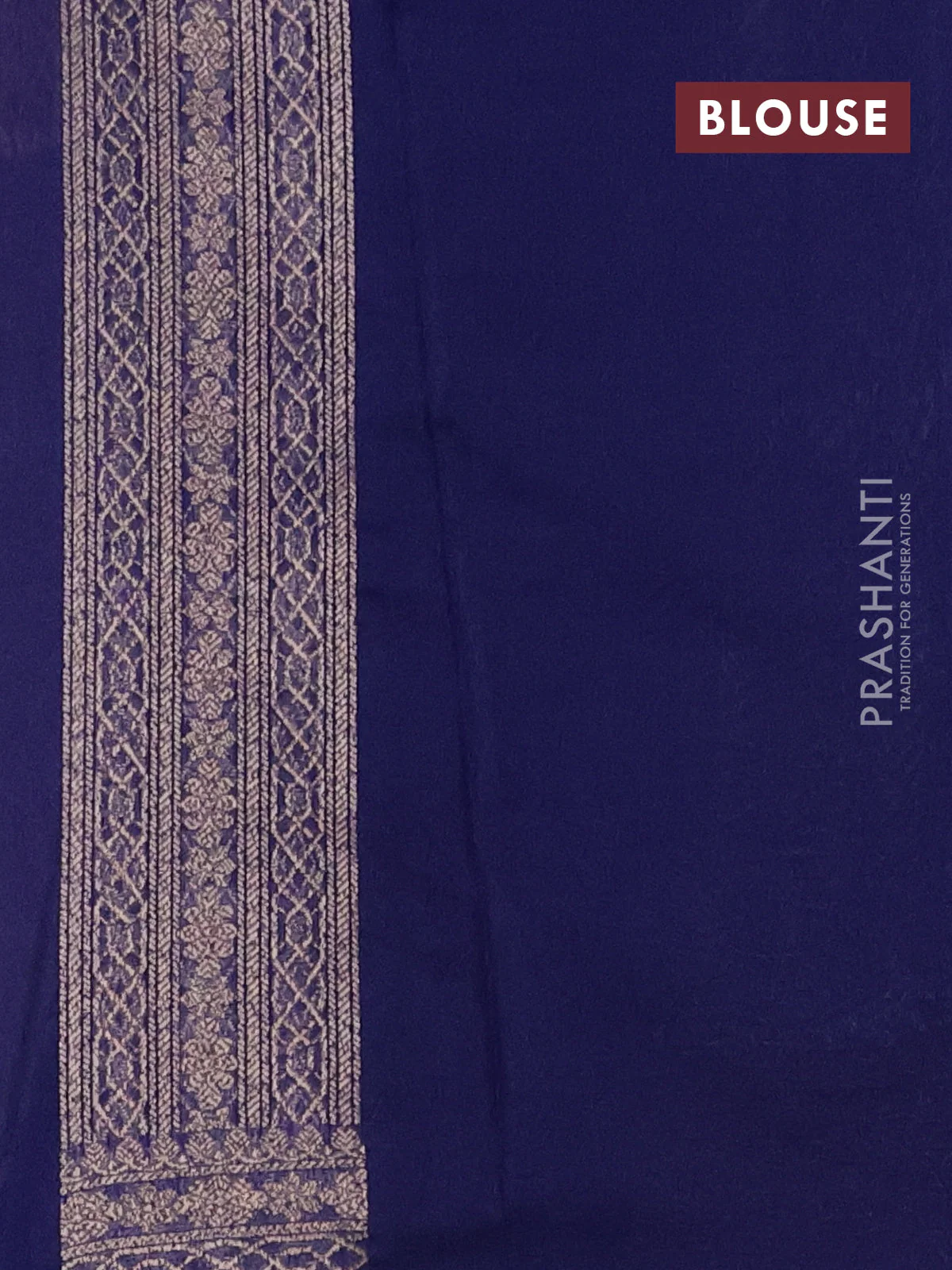 Banarasi semi silk saree blue with allover thread & zari weaves and woven border - Image 3
