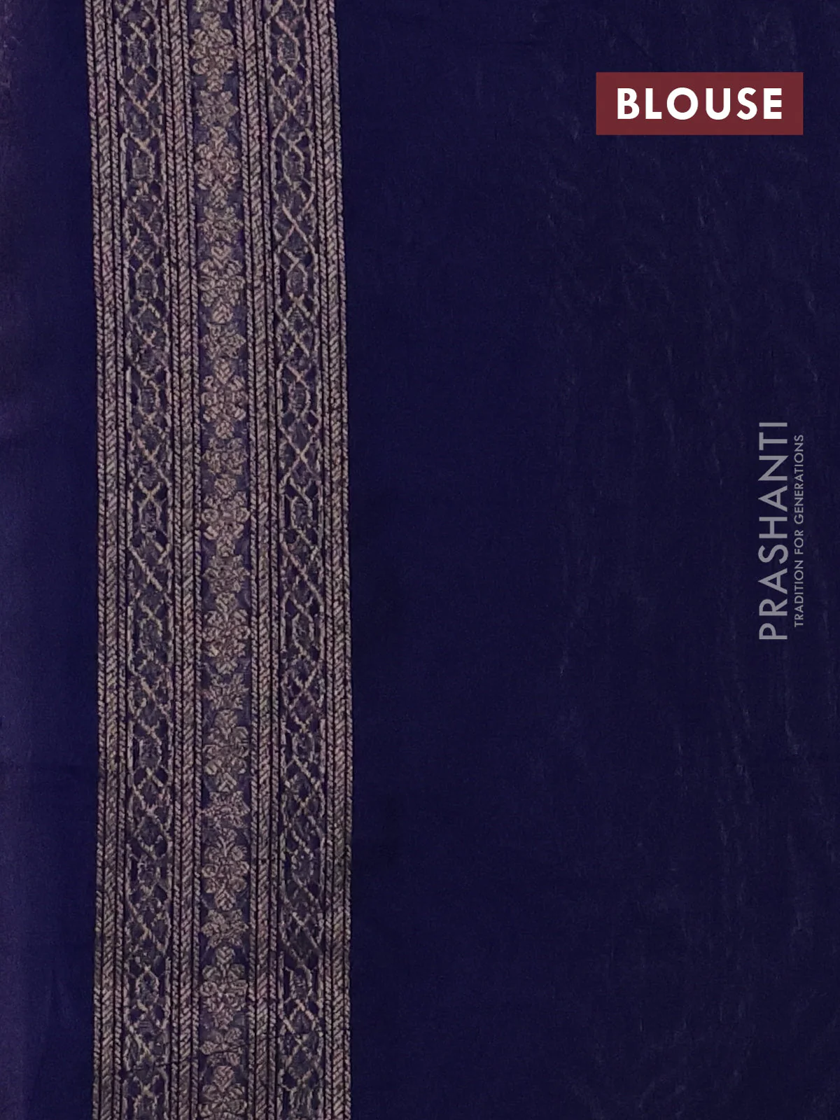 Banarasi semi silk saree blue with allover thread & zari weaves and woven border - Image 3