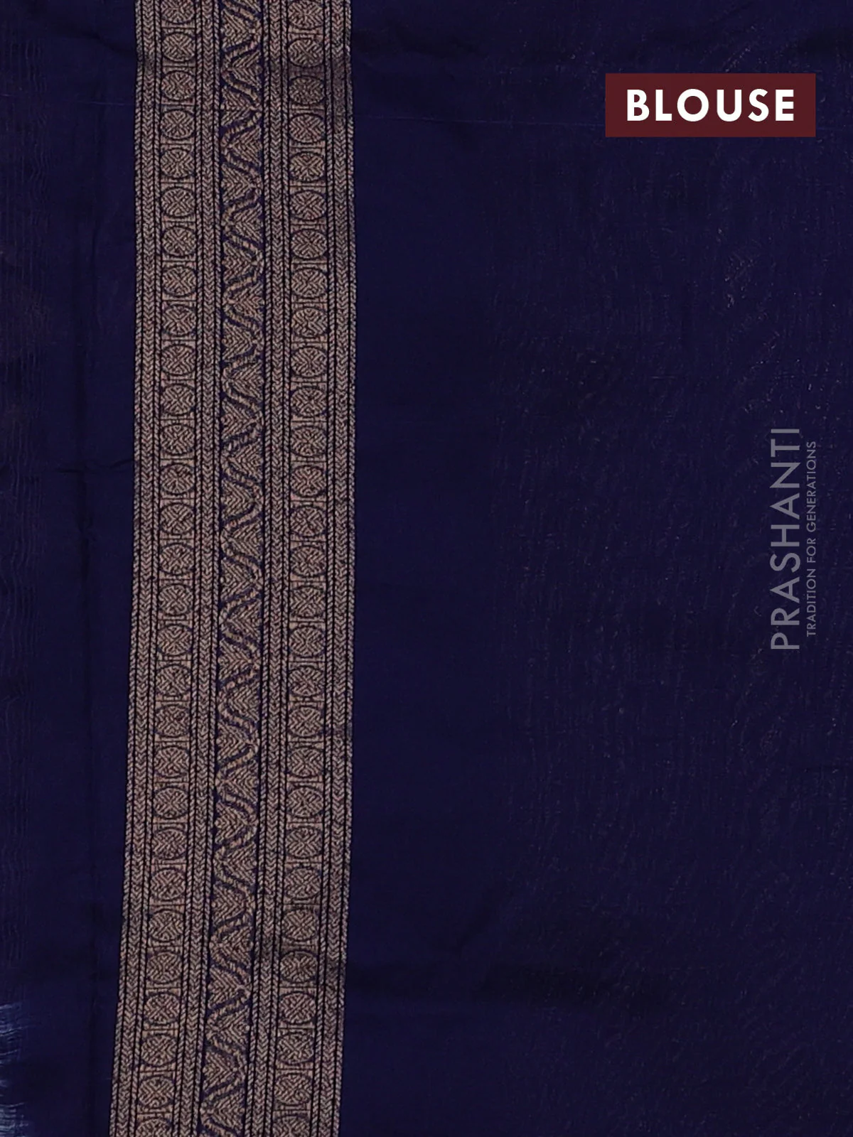 Banarasi semi silk saree blue with allover thread & zari weaves and woven border - Image 3