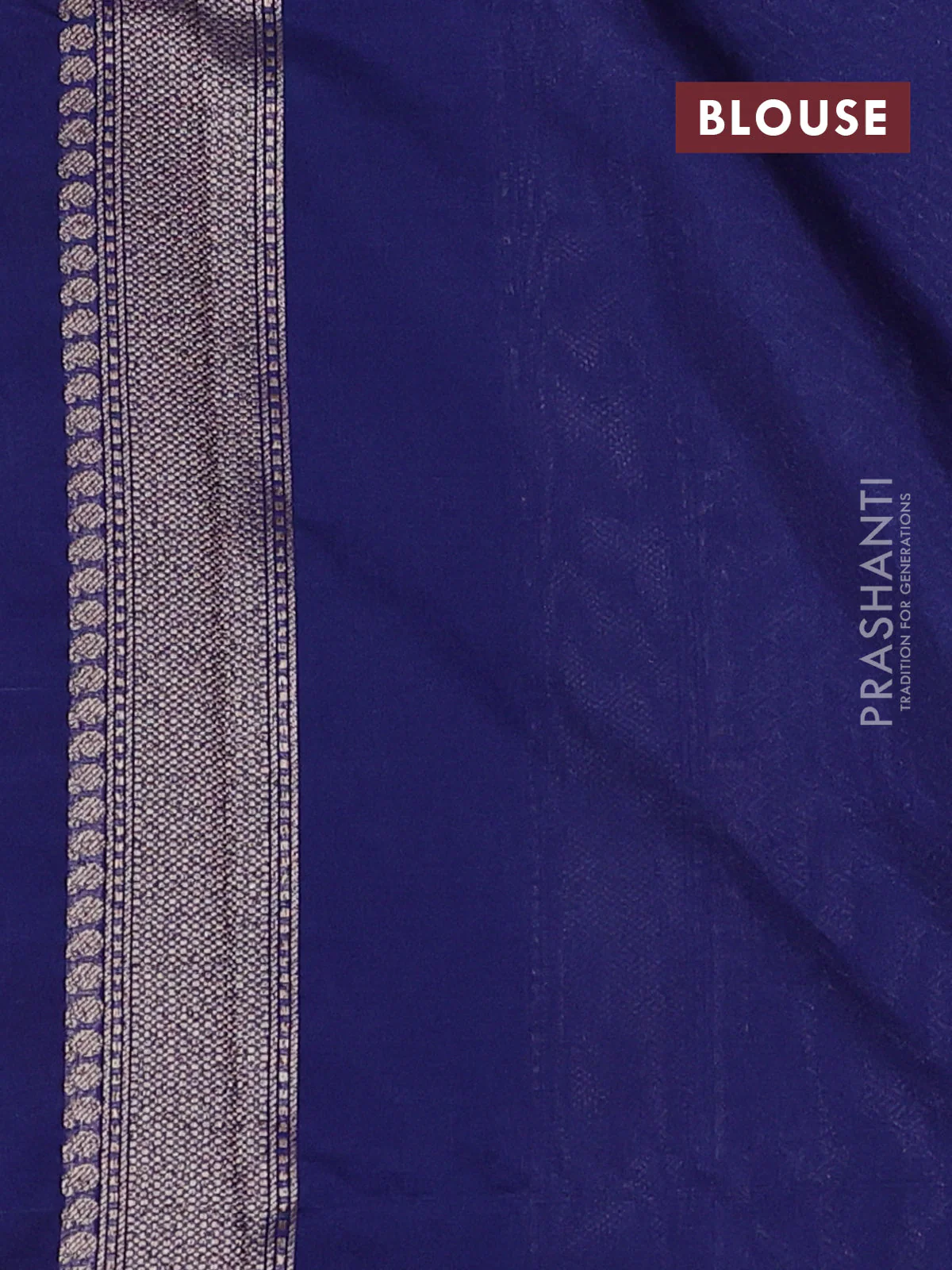 Banarasi semi silk saree blue with allover thread & zari weaves and woven border - Image 3