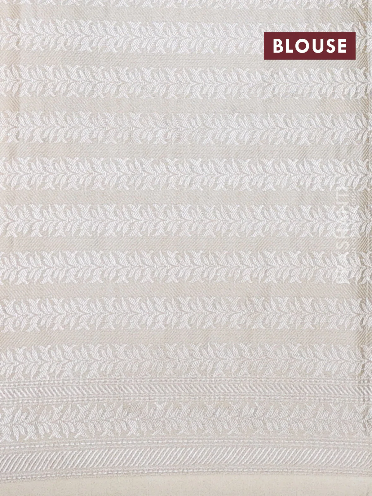 Banarasi semi silk saree cream with allover thread & zari weaves and woven border - Image 3