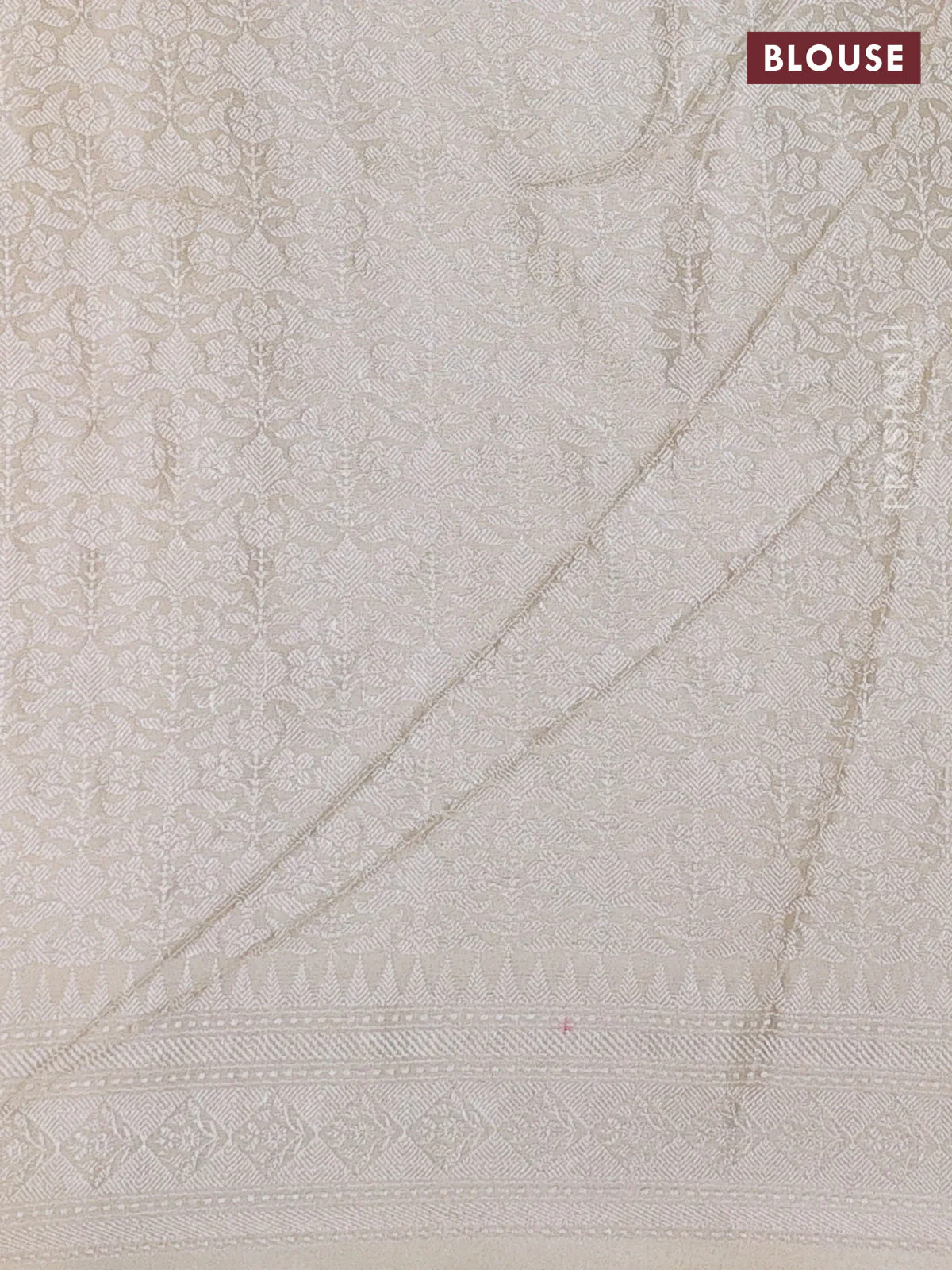 Banarasi semi silk saree cream with allover thread & zari weaves and woven border - Image 3