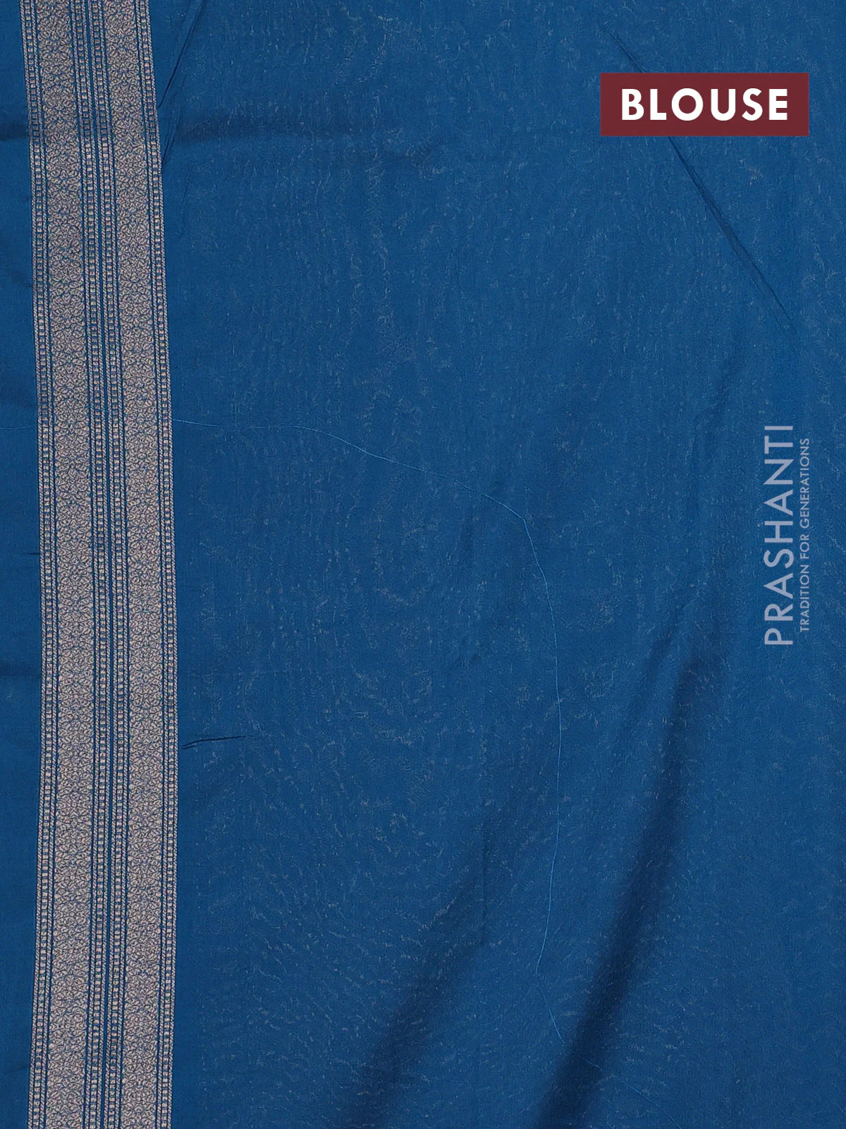 Banarasi semi silk saree cs blue with allover thread & zari weaves and woven border - Image 3