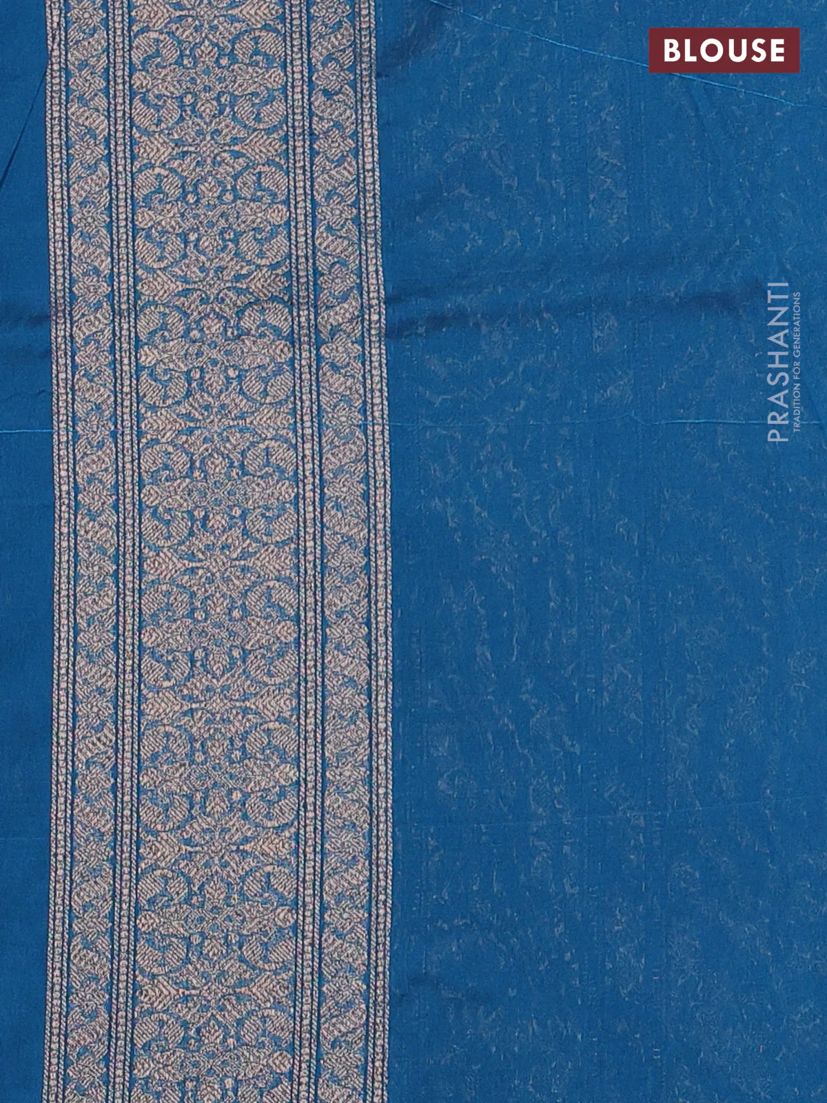 Banarasi semi silk saree cs blue with allover thread & zari weaves and woven border - Image 3