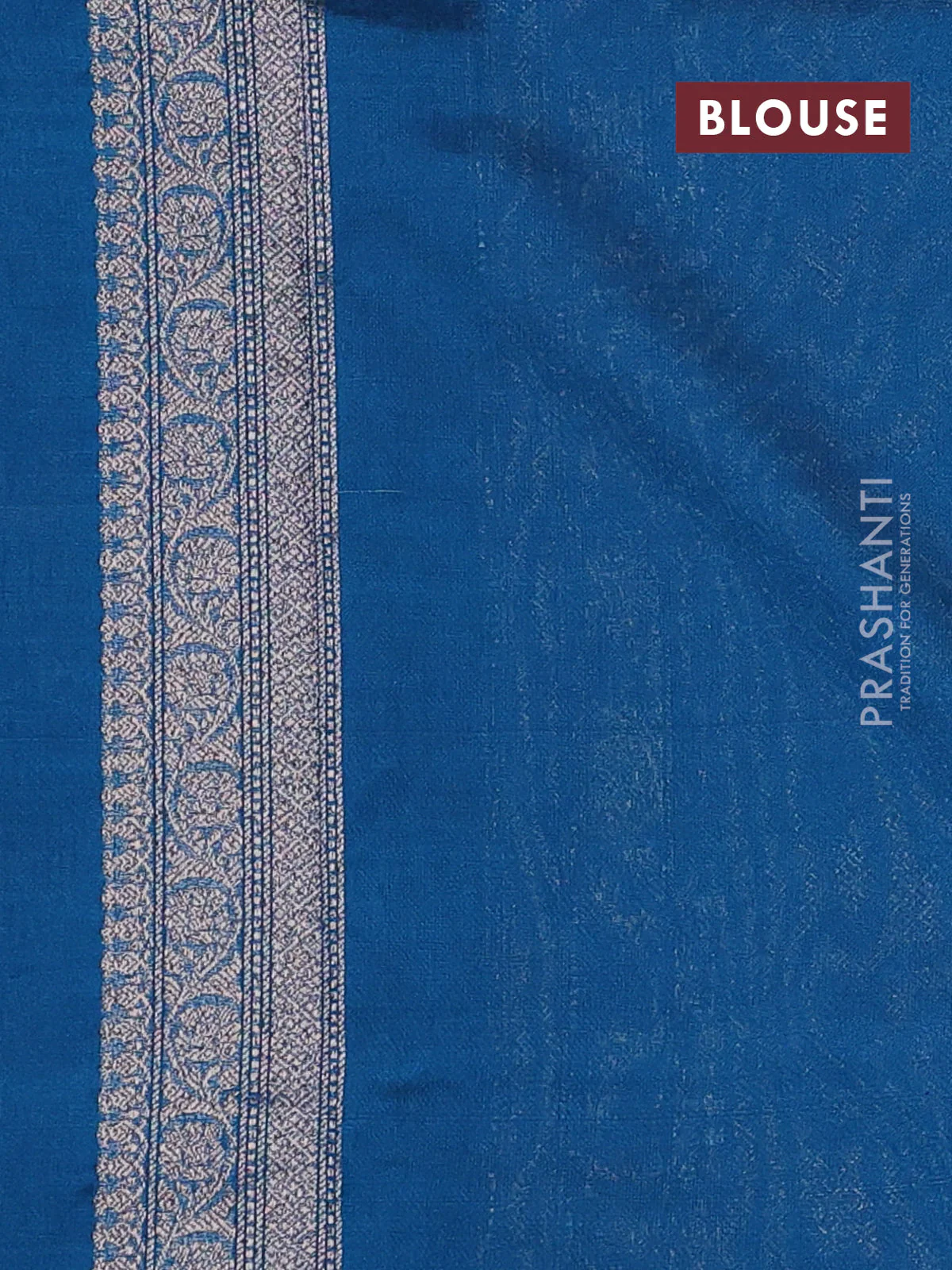 Banarasi semi silk saree cs blue with allover thread & zari weaves and woven border - Image 3