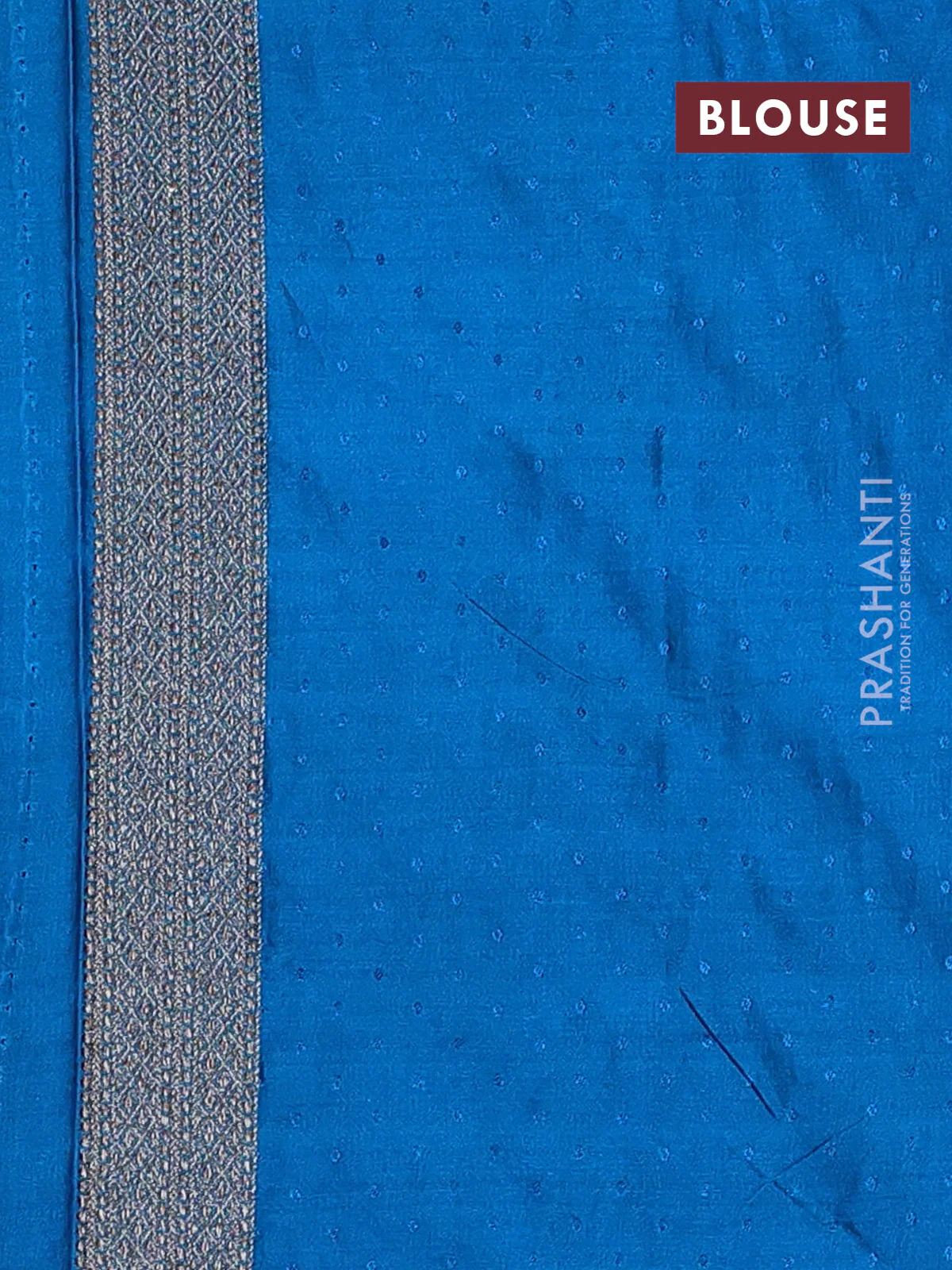 Banarasi semi silk saree cs blue with allover thread & zari weaves and woven border - Image 3
