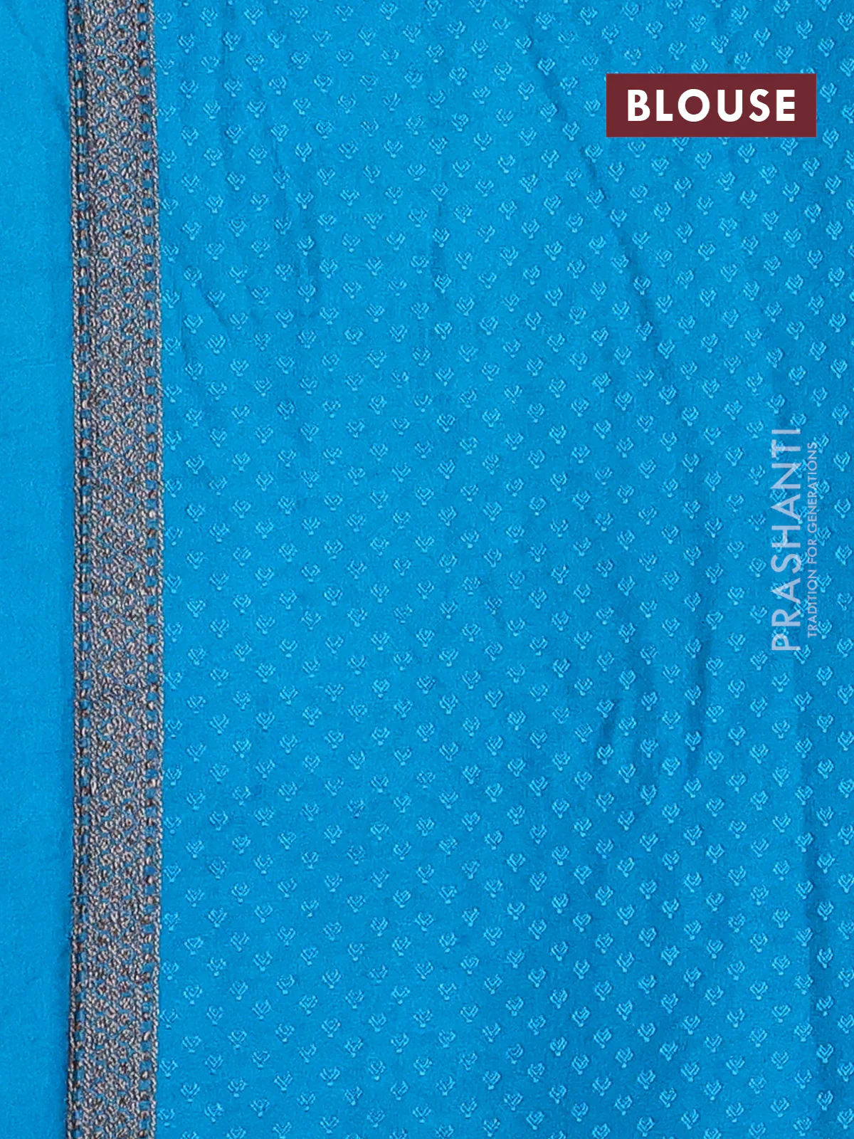 Banarasi semi silk saree cs blue with allover thread & zari weaves and woven border - Image 3