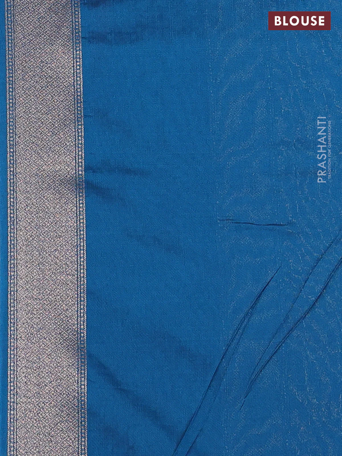 Banarasi semi silk saree cs blue with allover thread & zari weaves and woven border - Image 3