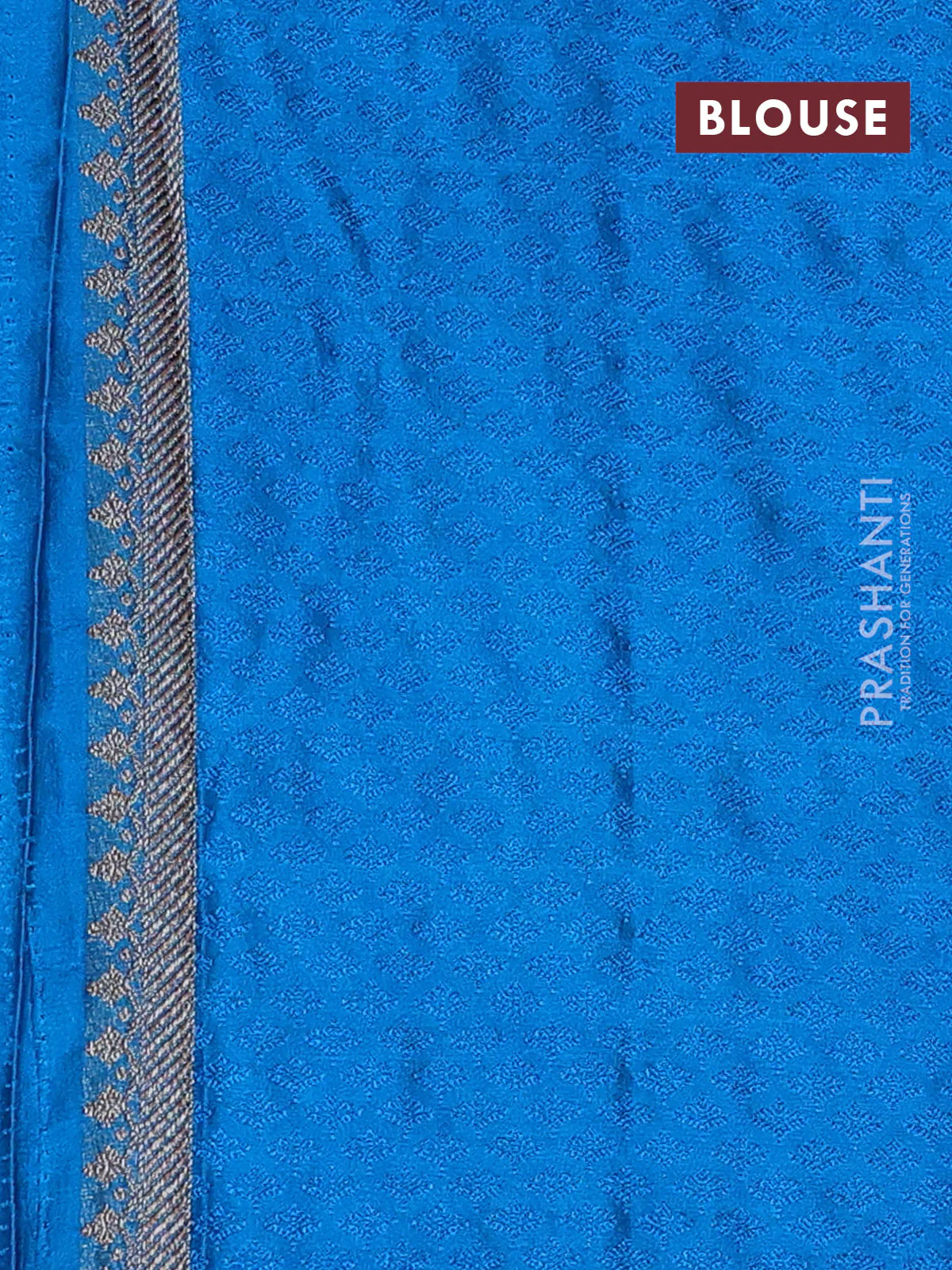 Banarasi semi silk saree cs blue with allover thread & zari weaves and woven border - Image 3