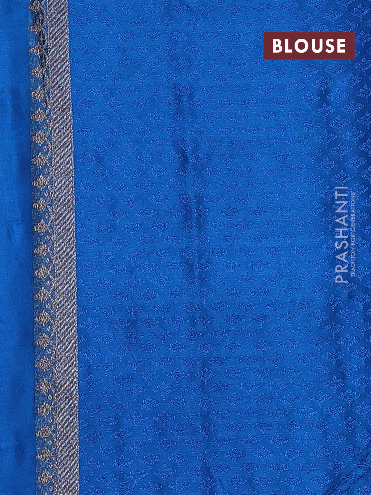 Banarasi semi silk saree cs blue with allover thread & zari weaves and woven border - Image 3