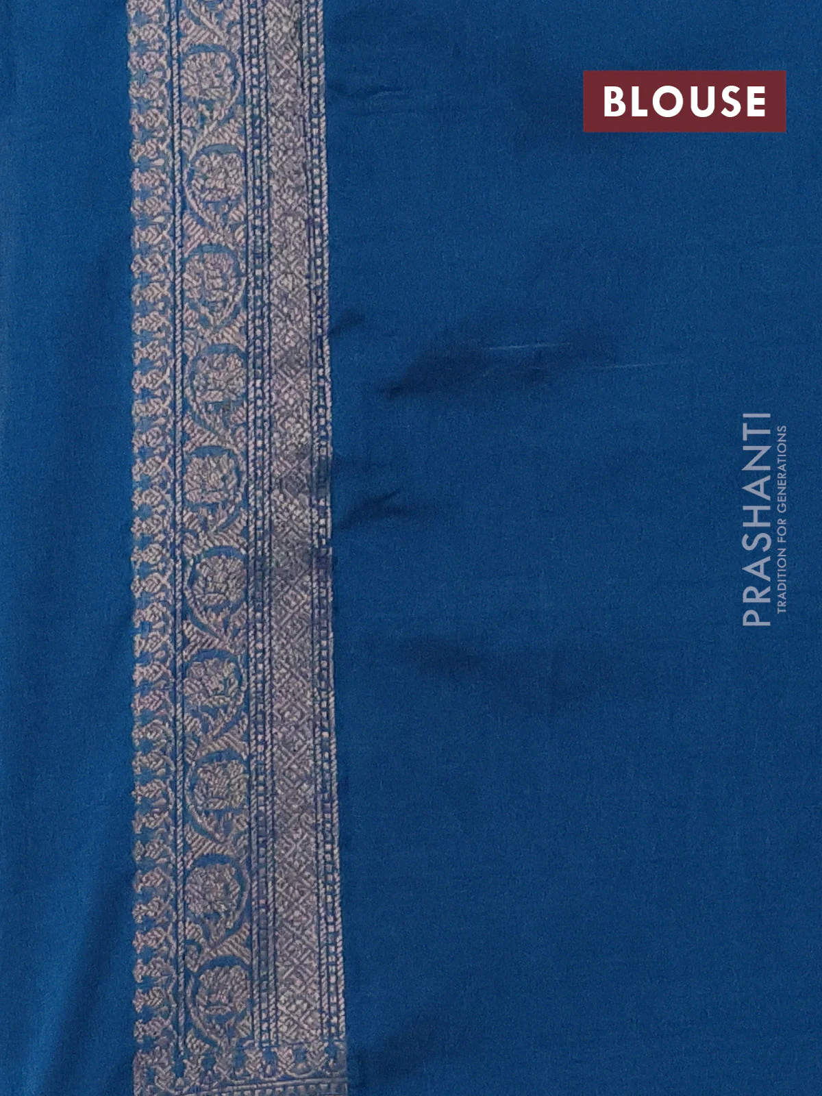 Banarasi semi silk saree cs blue with allover thread & zari weaves and woven border - Image 3