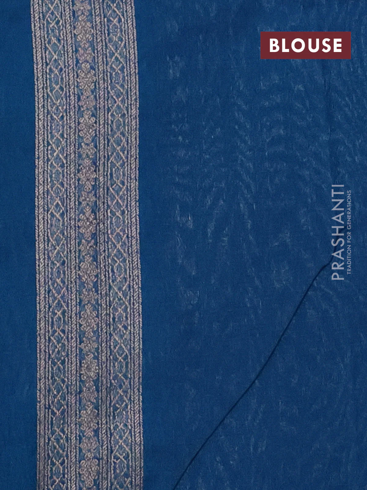 Banarasi semi silk saree cs blue with allover thread & zari weaves and woven border - Image 3