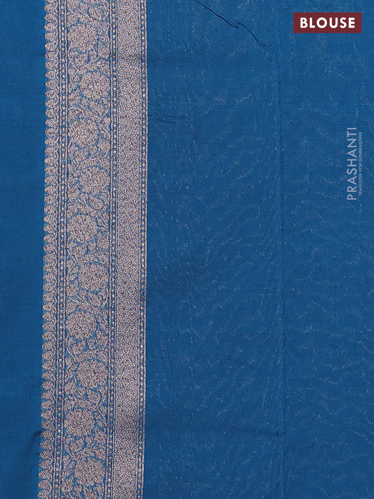Banarasi semi silk saree cs blue with allover thread & zari weaves and woven border - Image 3