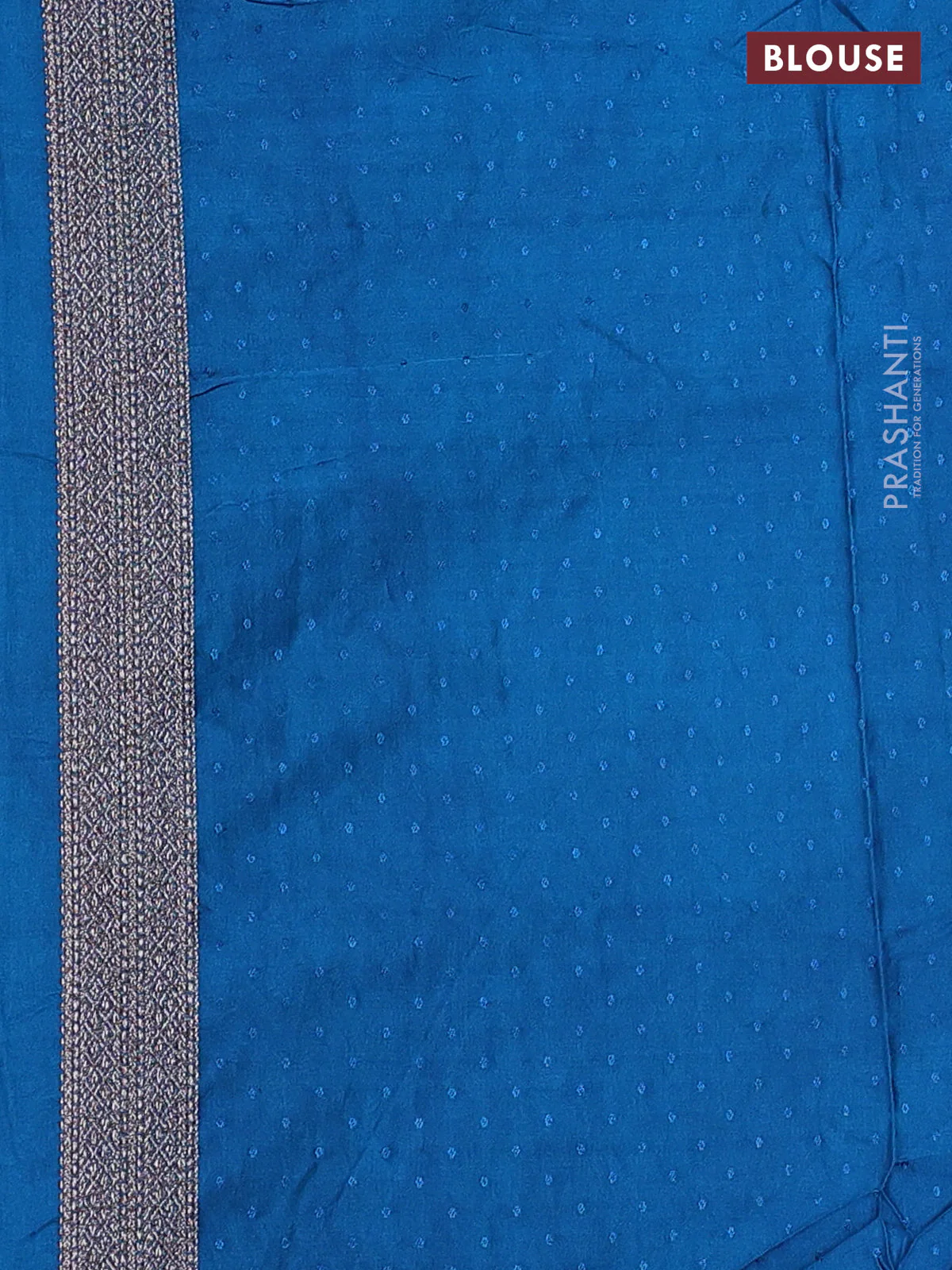 Banarasi semi silk saree cs blue with allover thread & zari weaves and woven border - Image 3