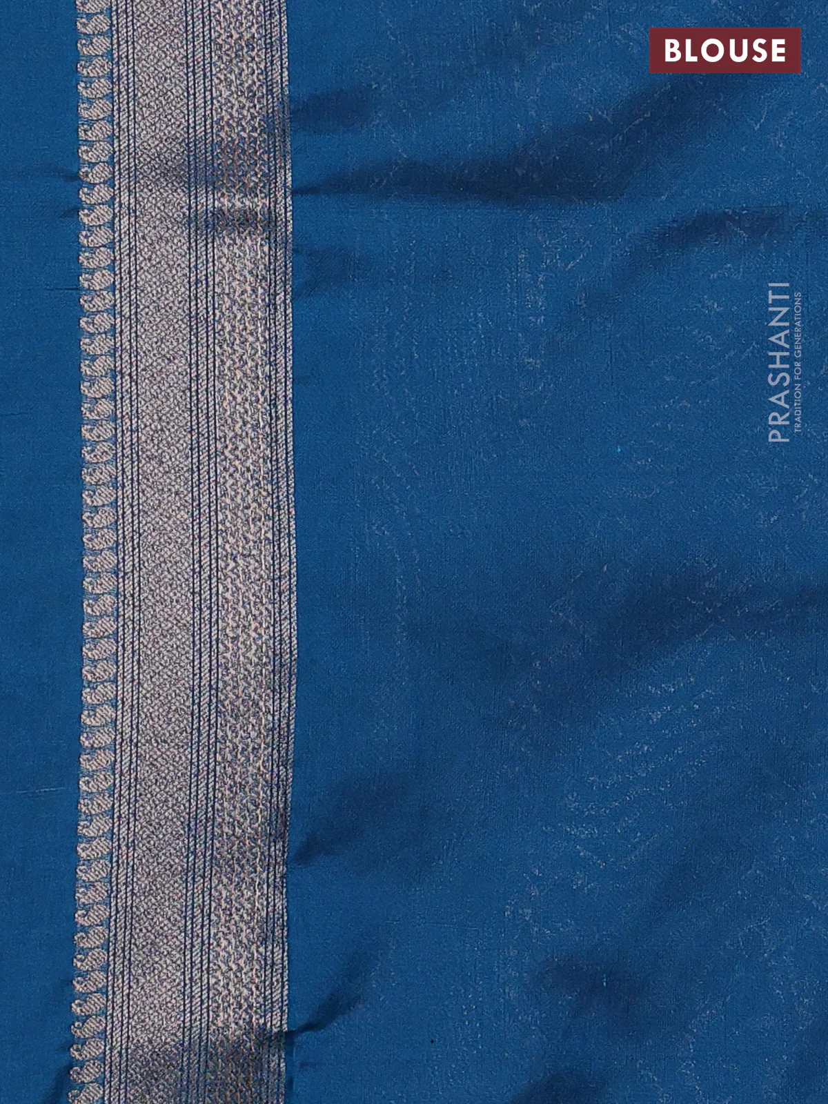 Banarasi semi silk saree cs blue with allover thread & zari weaves and woven border - Image 3