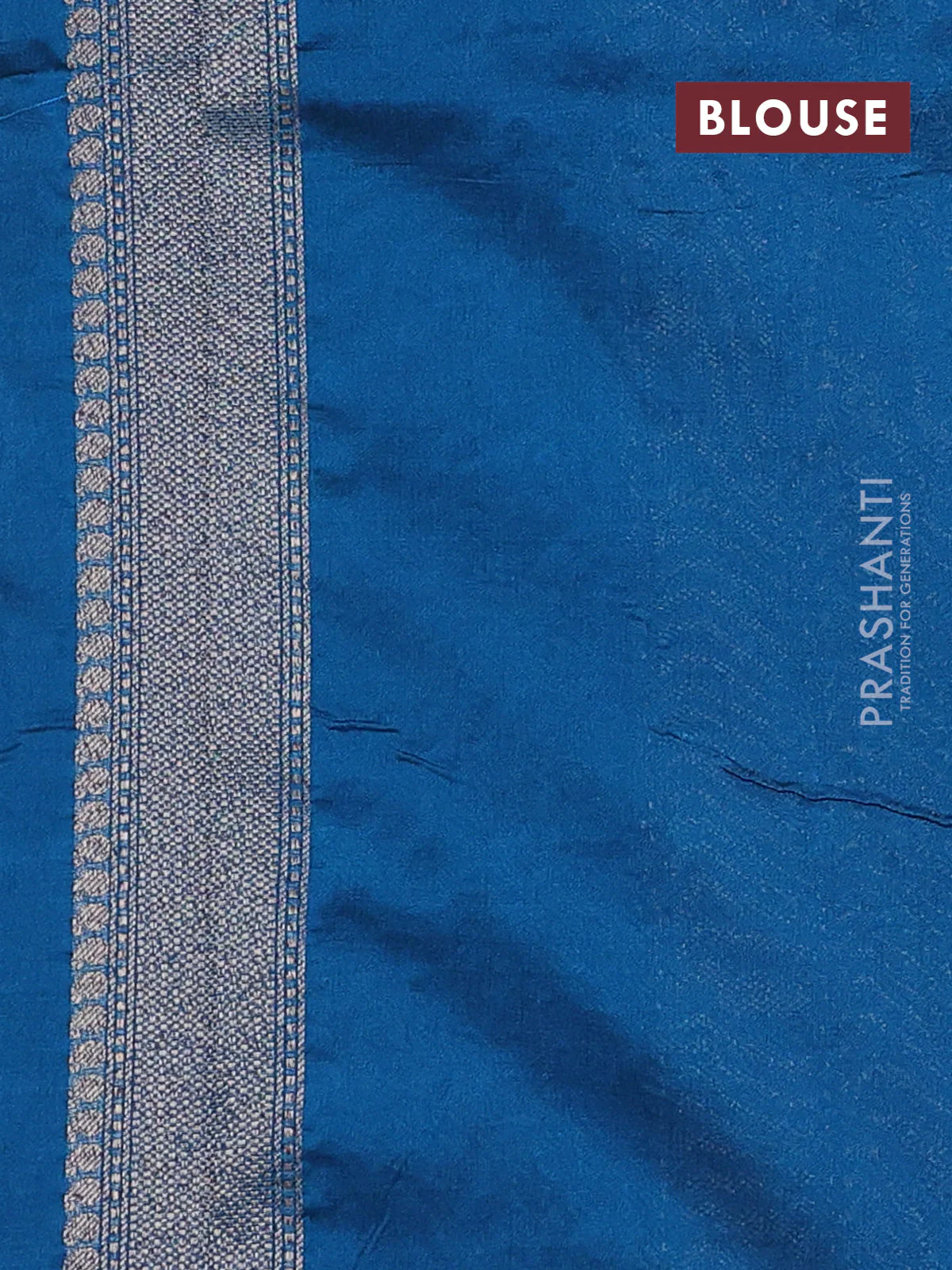 Banarasi semi silk saree cs blue with allover thread & zari weaves and woven border - Image 3