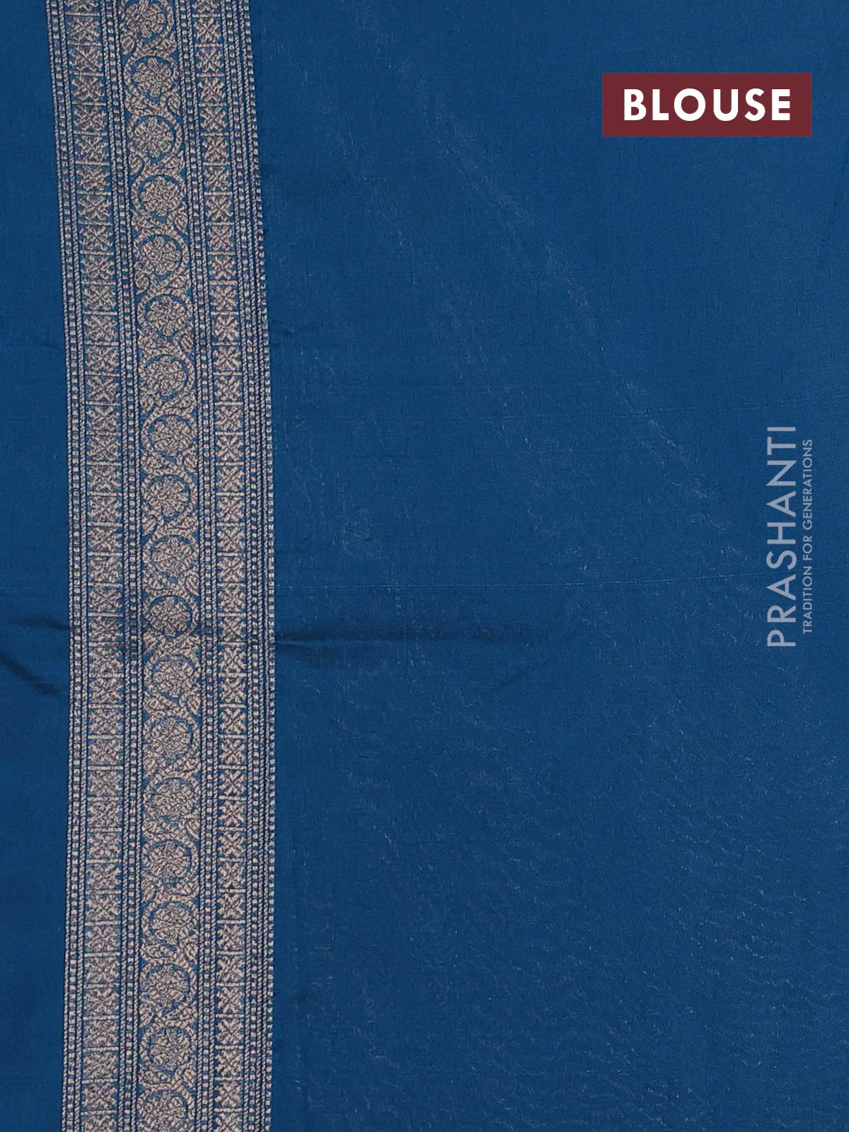 Banarasi semi silk saree cs blue with allover thread & zari woven butta weaves and woven border - Image 3