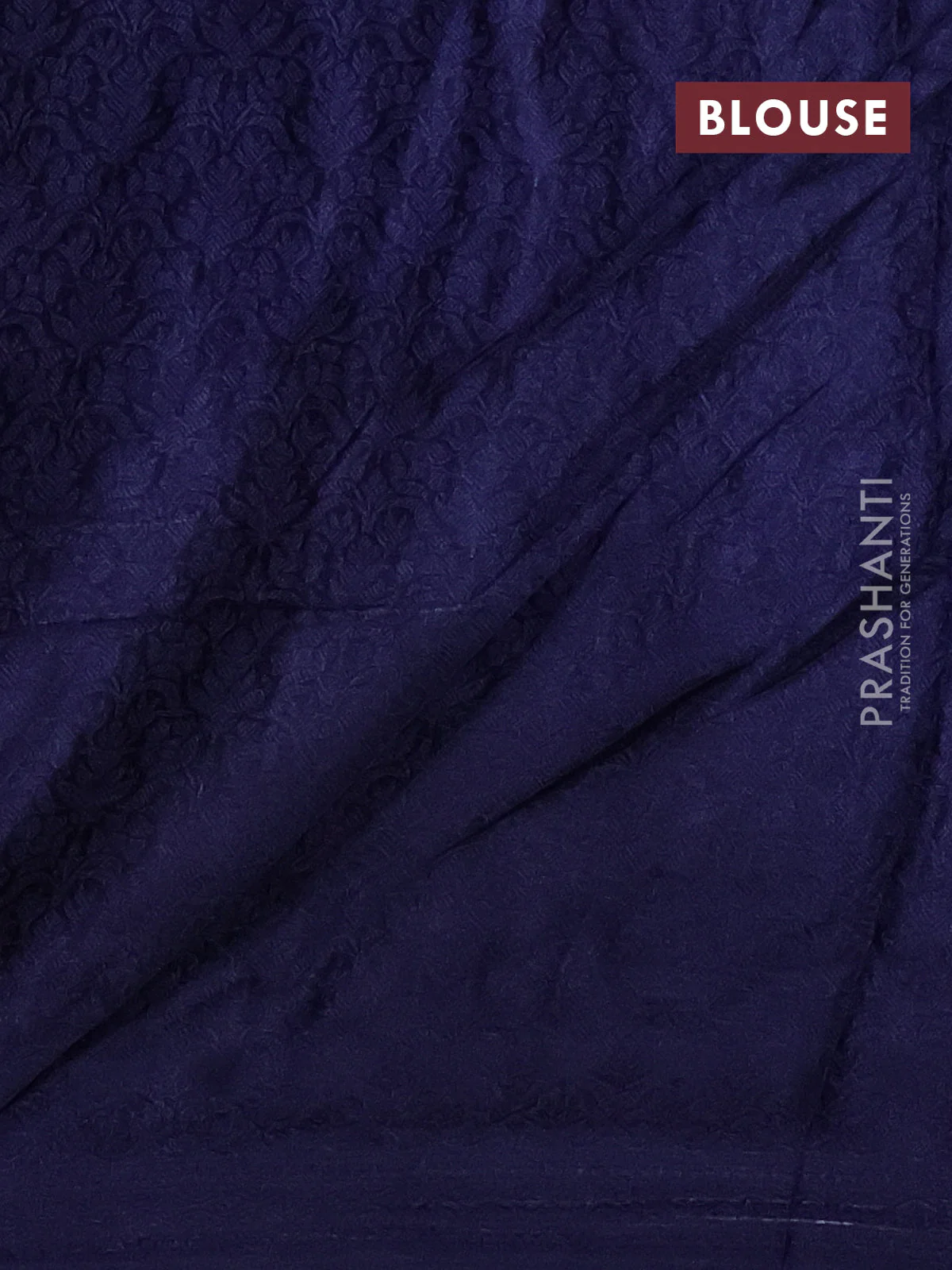 Banarasi semi silk saree dark blue with allover thread & zari weaves and woven border - Image 3