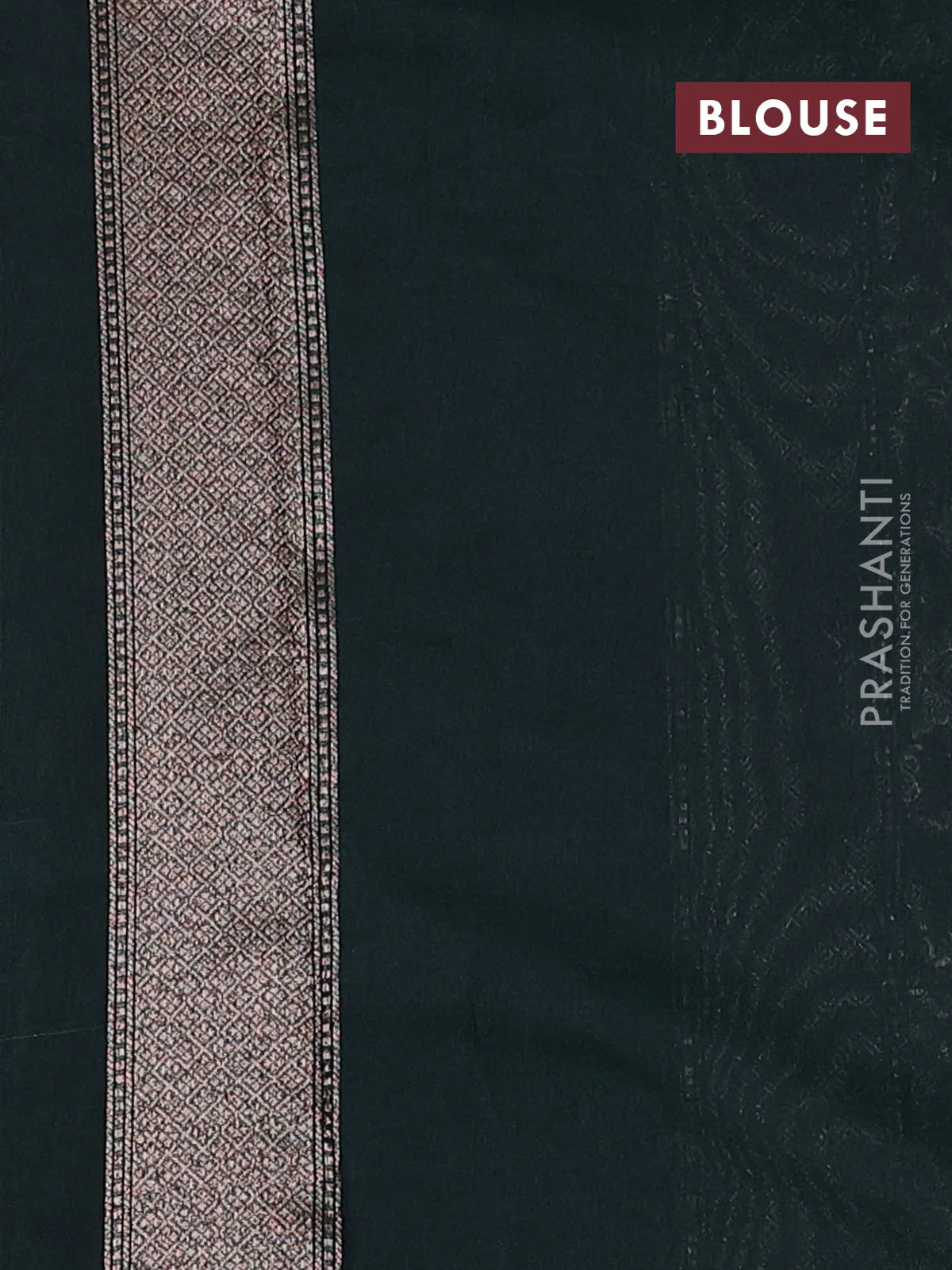 Banarasi semi silk saree dark green with allover thread & zari weaves and woven border - Image 3