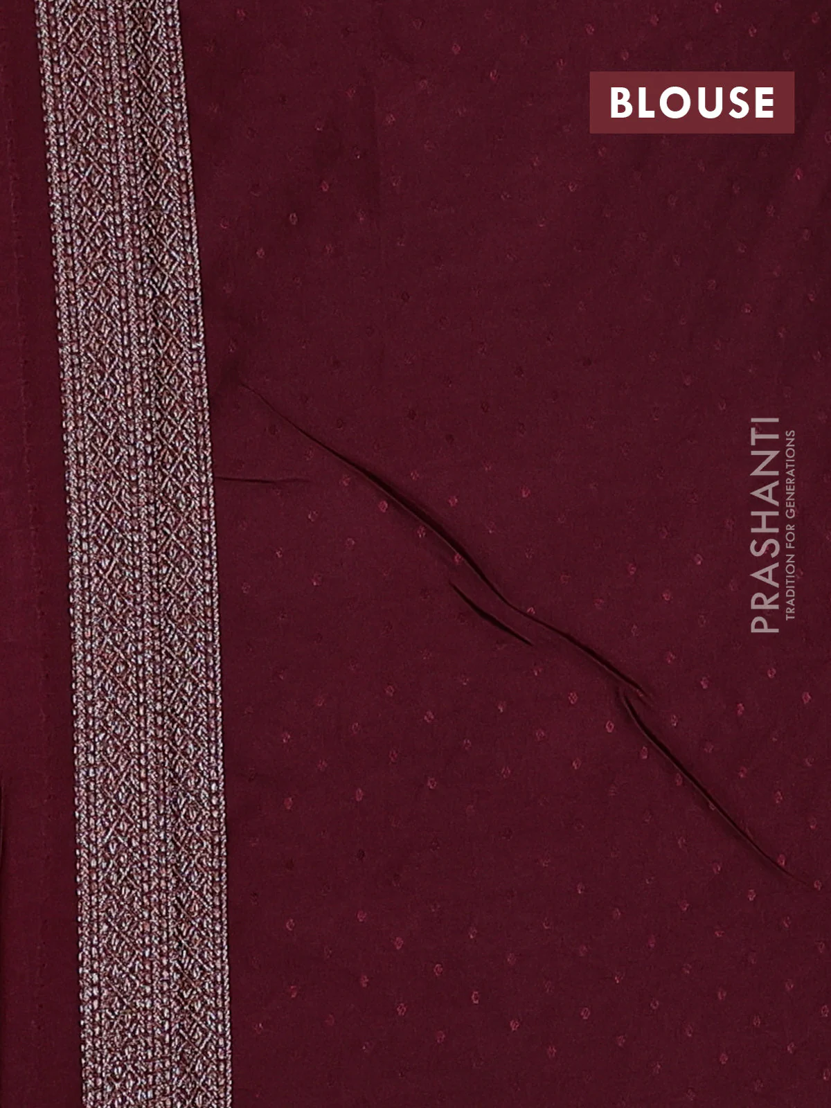 Banarasi semi silk saree deep maroon with allover thread & zari weaves and woven border - Image 3