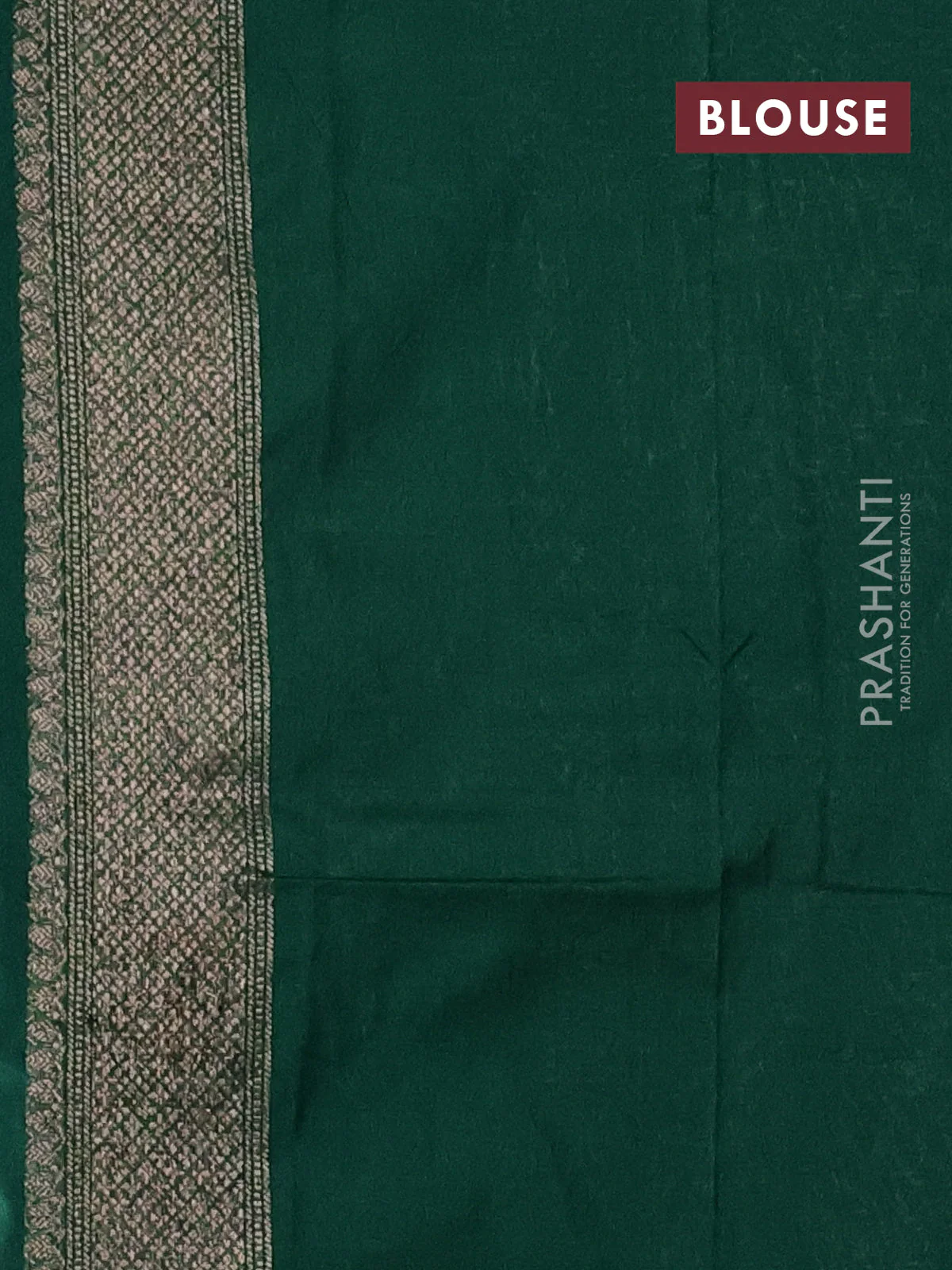 Banarasi semi silk saree green with allover thread & zari weaves and woven border - Image 3