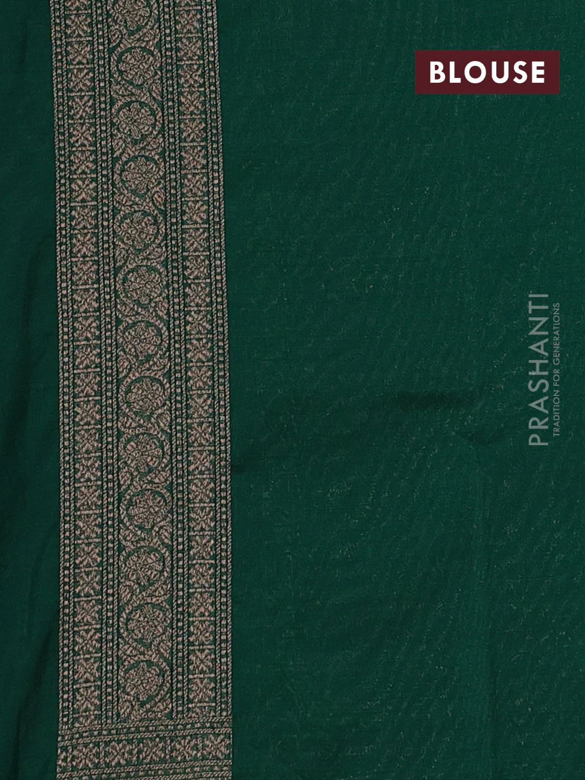 Banarasi semi silk saree green with allover thread & zari weaves and woven border - Image 3