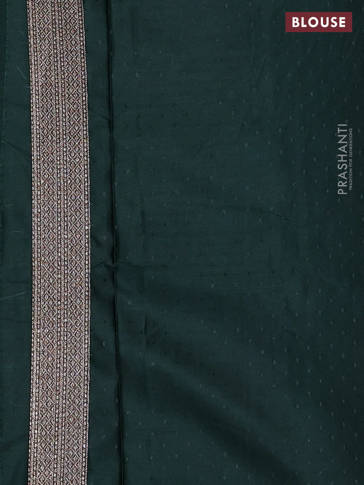 Banarasi semi silk saree green with allover thread & zari weaves and woven border - Image 3