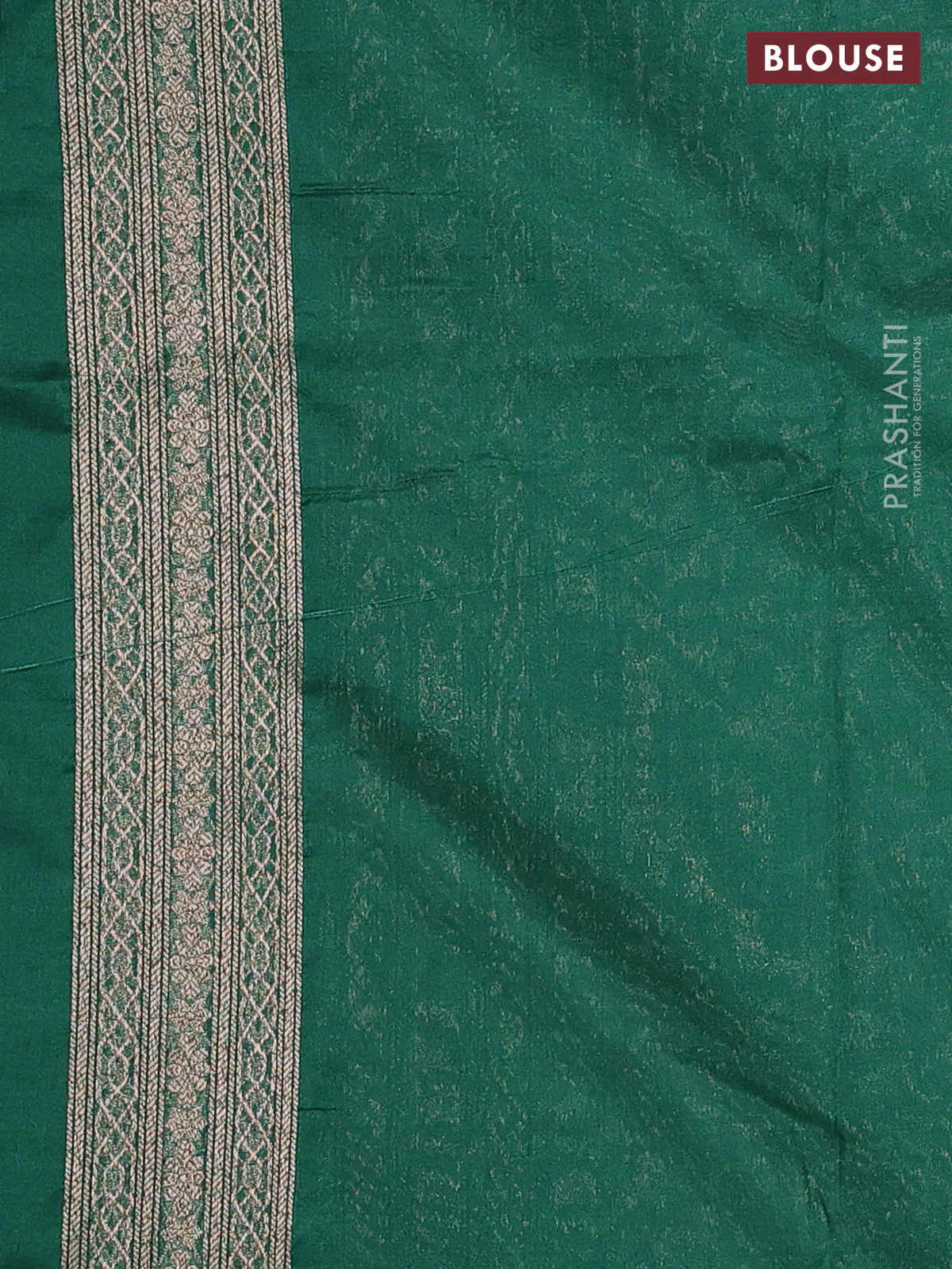 Banarasi semi silk saree green with allover thread & zari weaves and woven border - Image 3