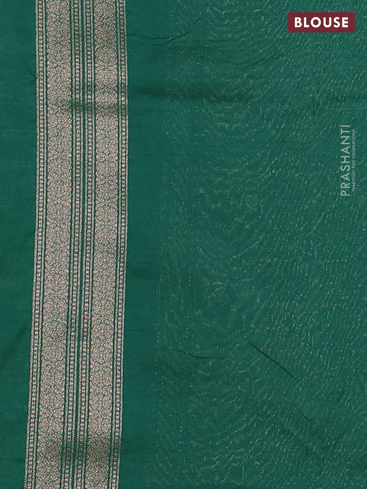 Banarasi semi silk saree green with allover thread & zari weaves and woven border - Image 3