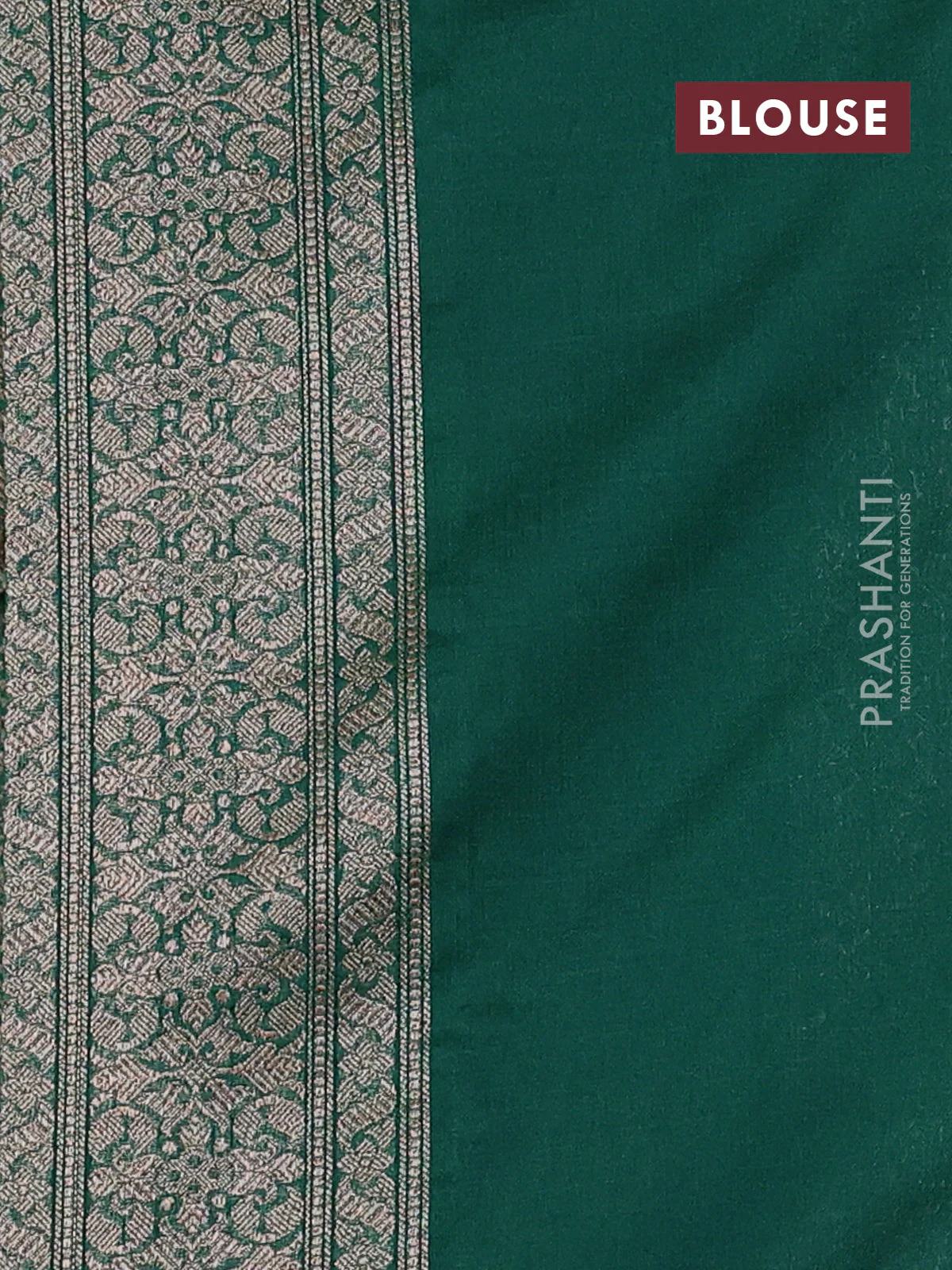 Banarasi semi silk saree green with allover thread & zari weaves and woven border - Image 3