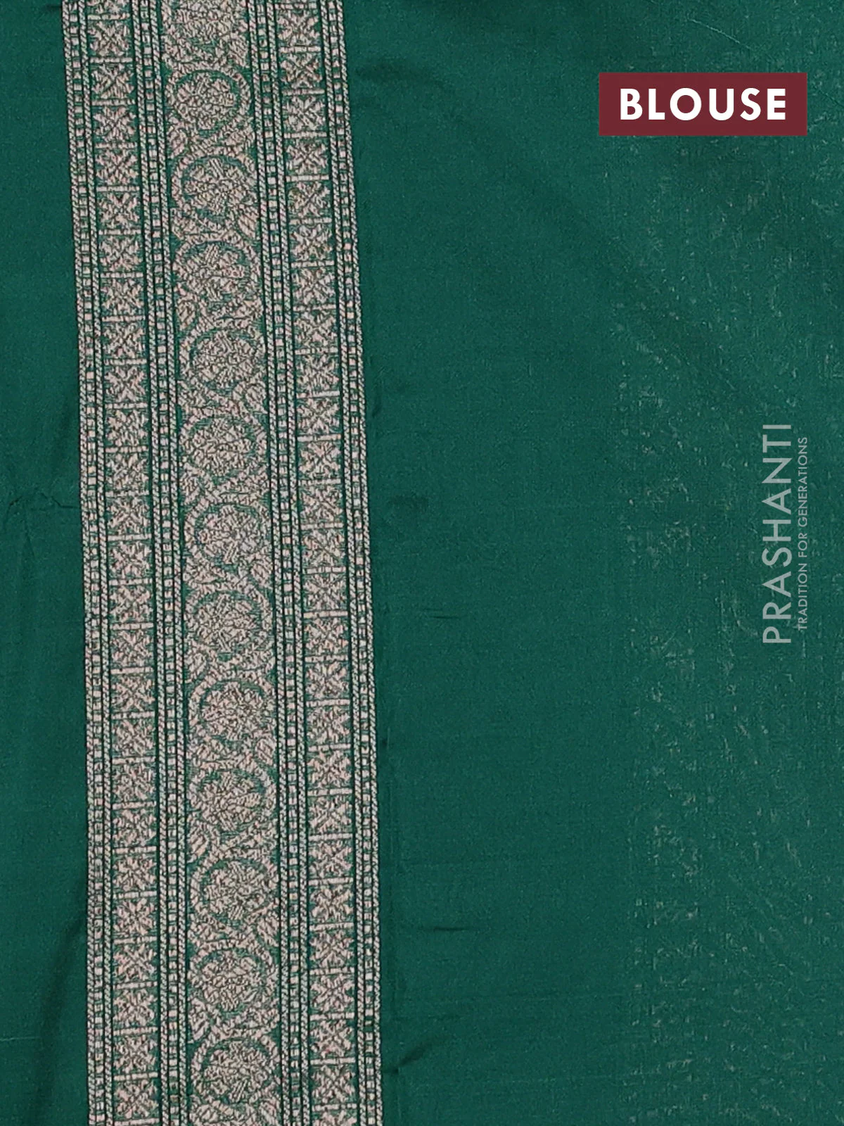 Banarasi semi silk saree green with allover thread & zari weaves and woven border - Image 3