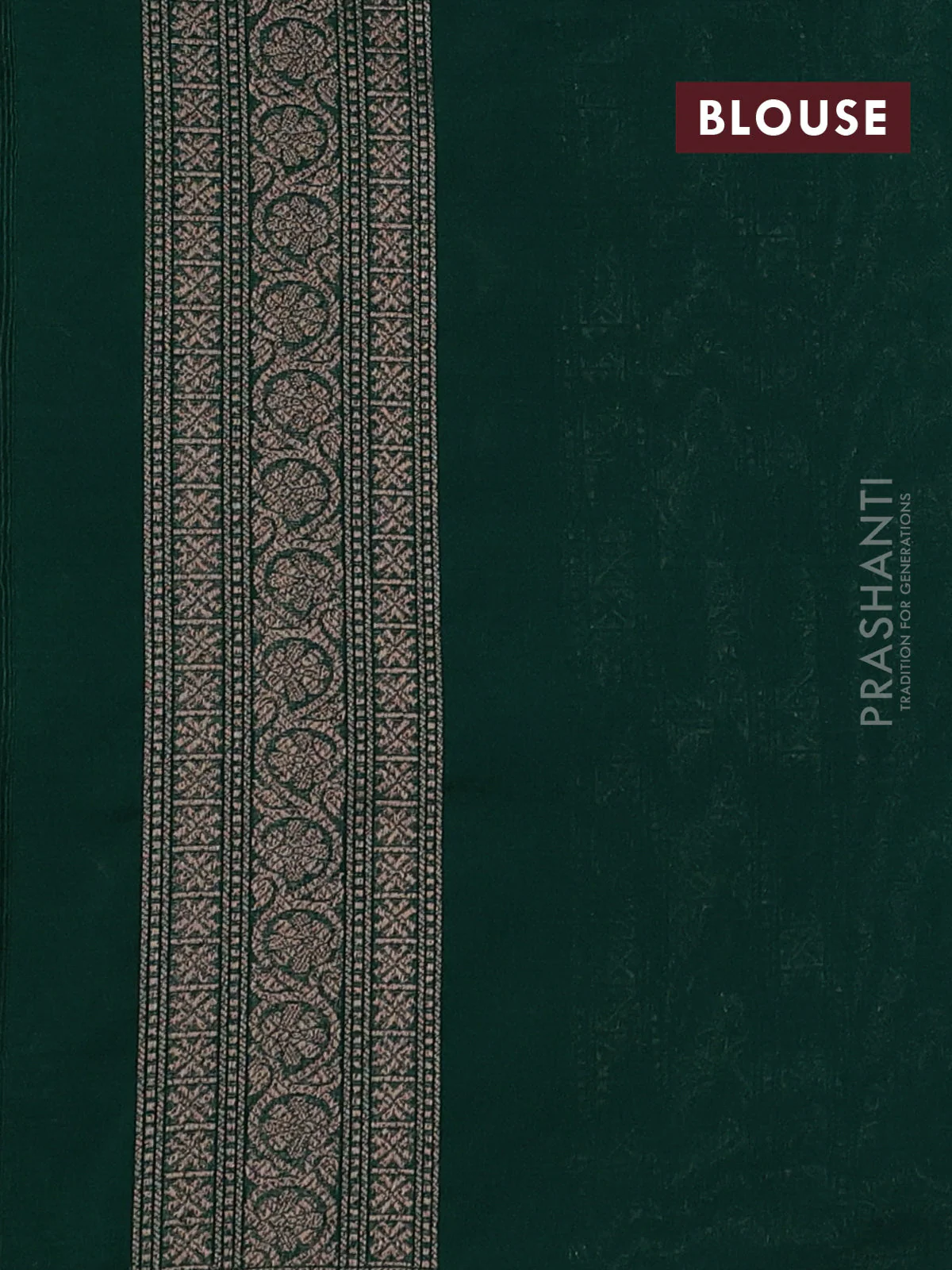 Banarasi semi silk saree green with allover thread & zari weaves and woven border - Image 3