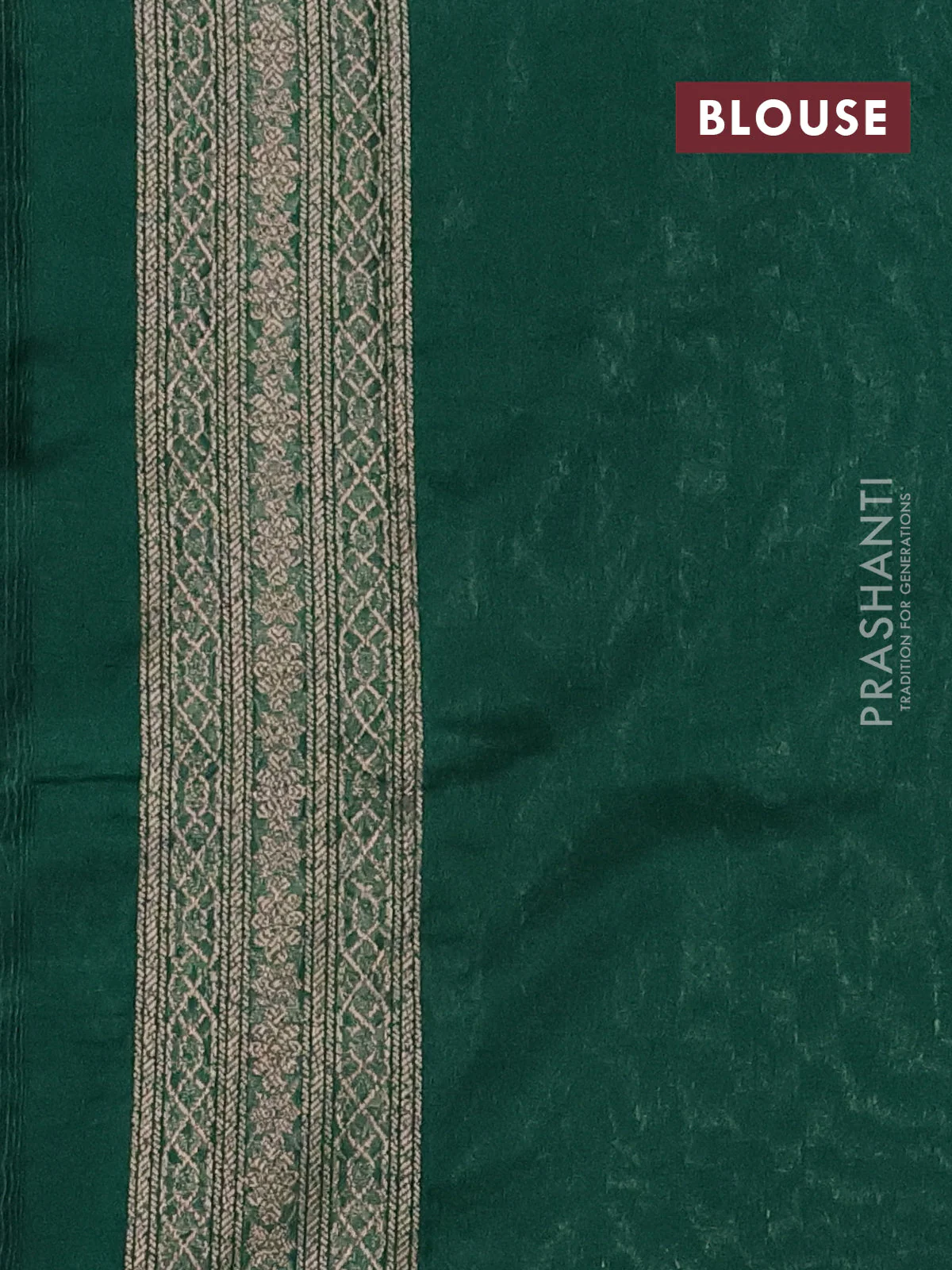 Banarasi semi silk saree green with allover thread & zari weaves and woven border - Image 3