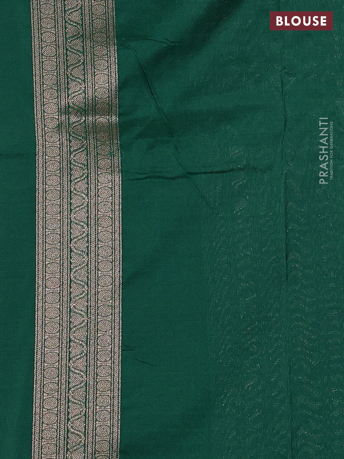 Banarasi semi silk saree green with allover thread & zari weaves and woven border - Image 3