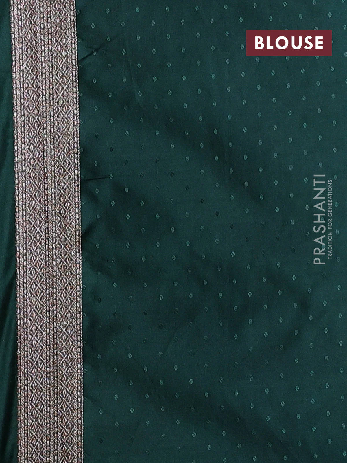 Banarasi semi silk saree green with allover thread & zari weaves and woven border - Image 3