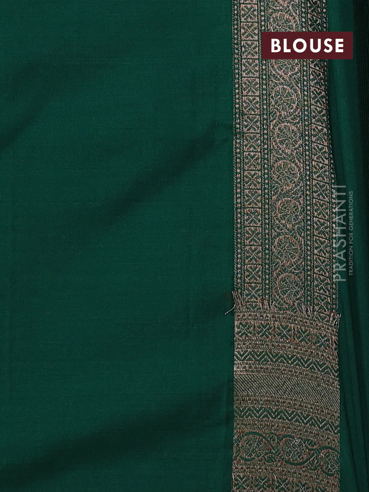Banarasi semi silk saree green with allover thread & zari woven butta weaves and woven border - Image 3