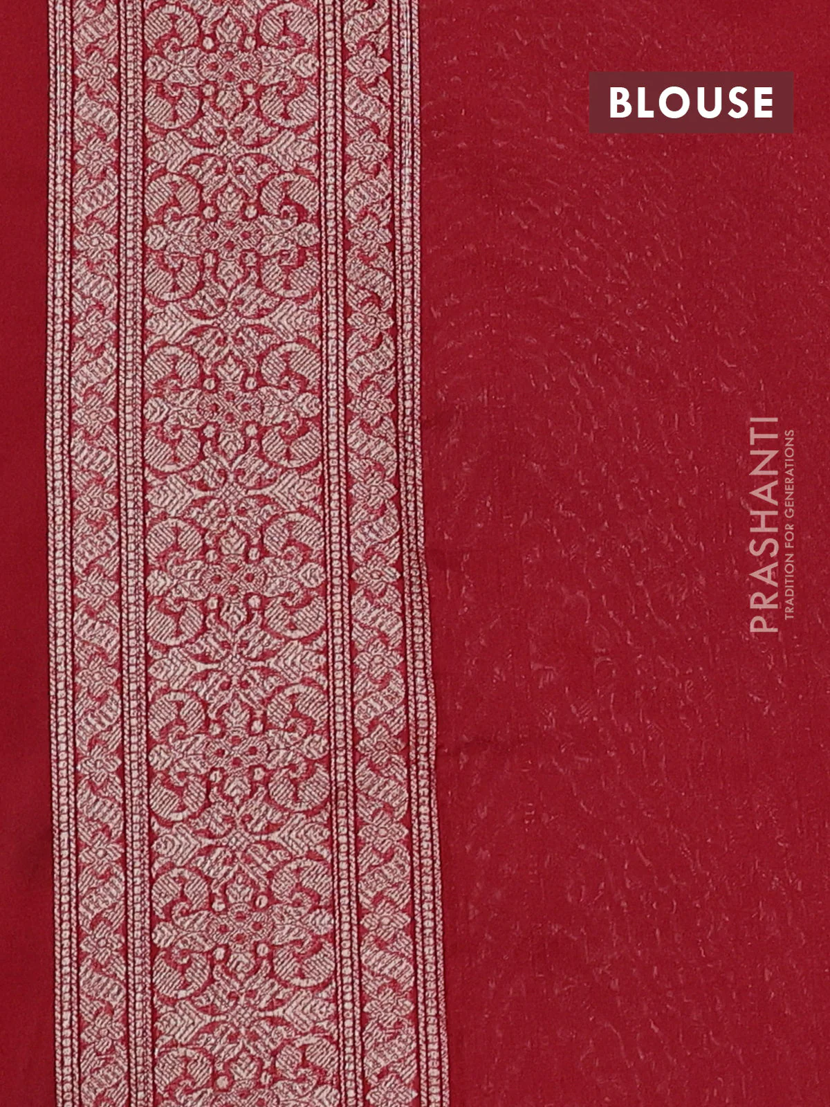 Banarasi semi silk saree kumkum red with allover thread & zari weaves and woven border - Image 3