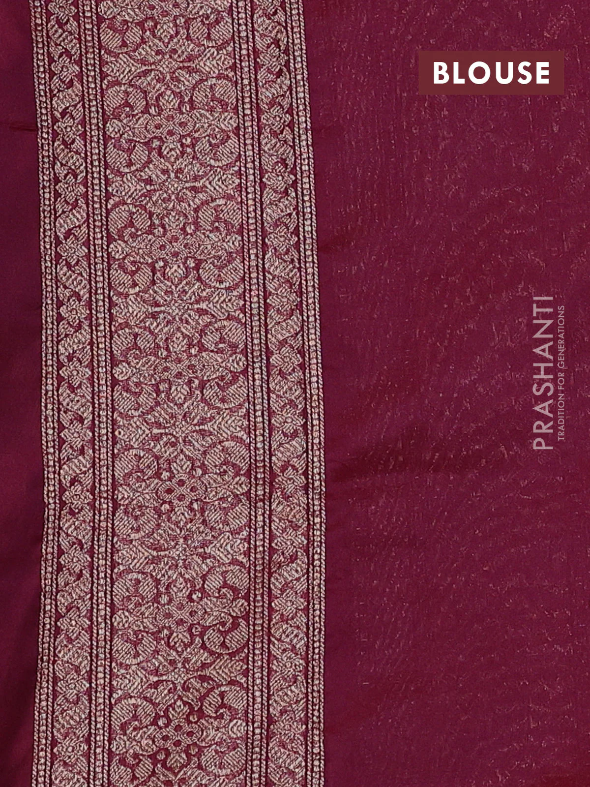Banarasi semi silk saree maroon with allover thread & zari weaves and woven border - Image 3