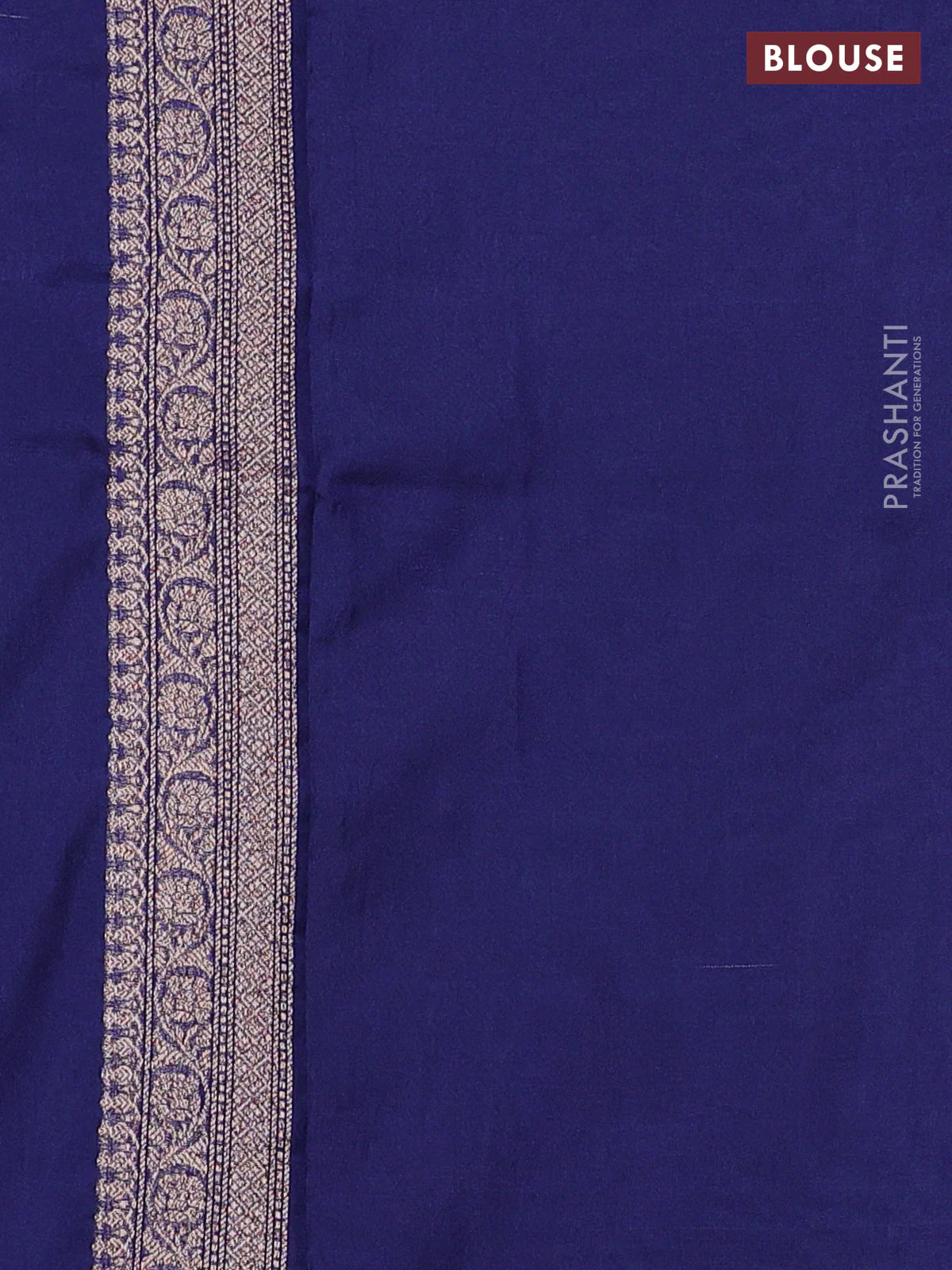 Banarasi semi silk saree navy blue with allover thread & zari weaves and woven border - Image 3