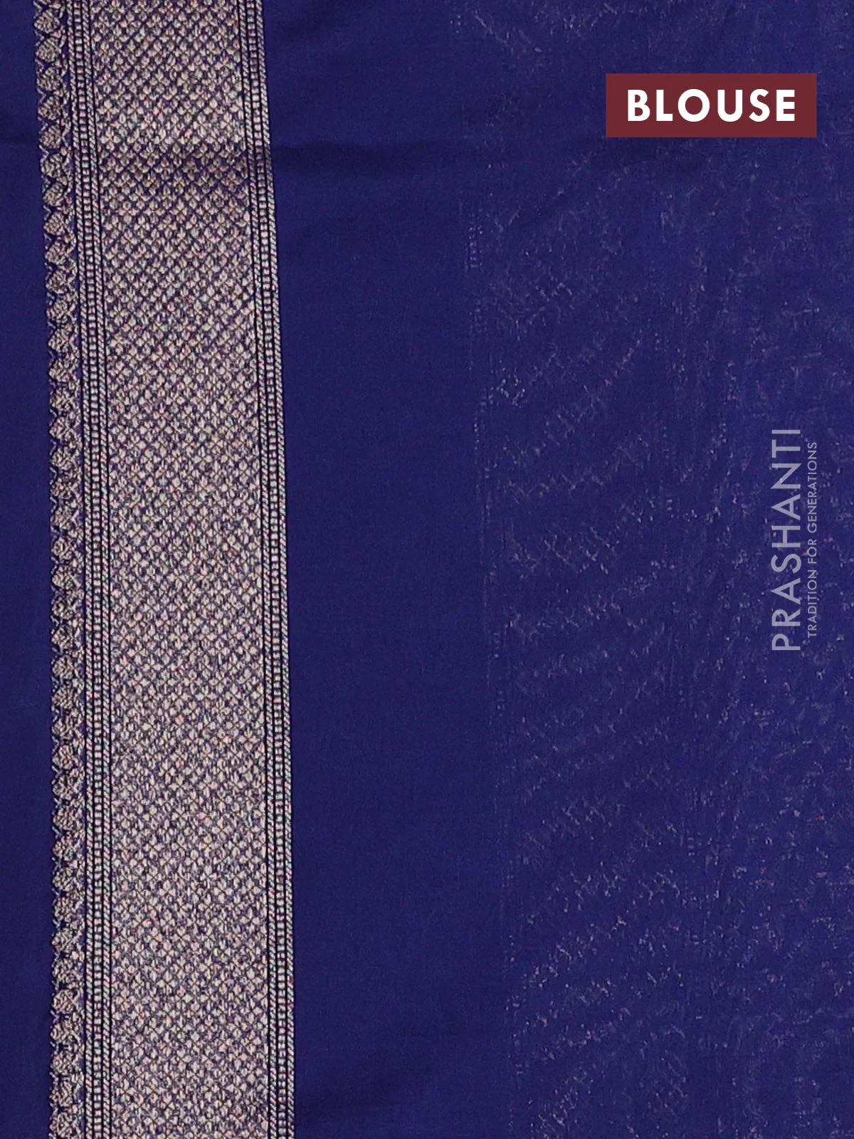 Banarasi semi silk saree navy blue with allover thread & zari weaves and woven border - Image 3