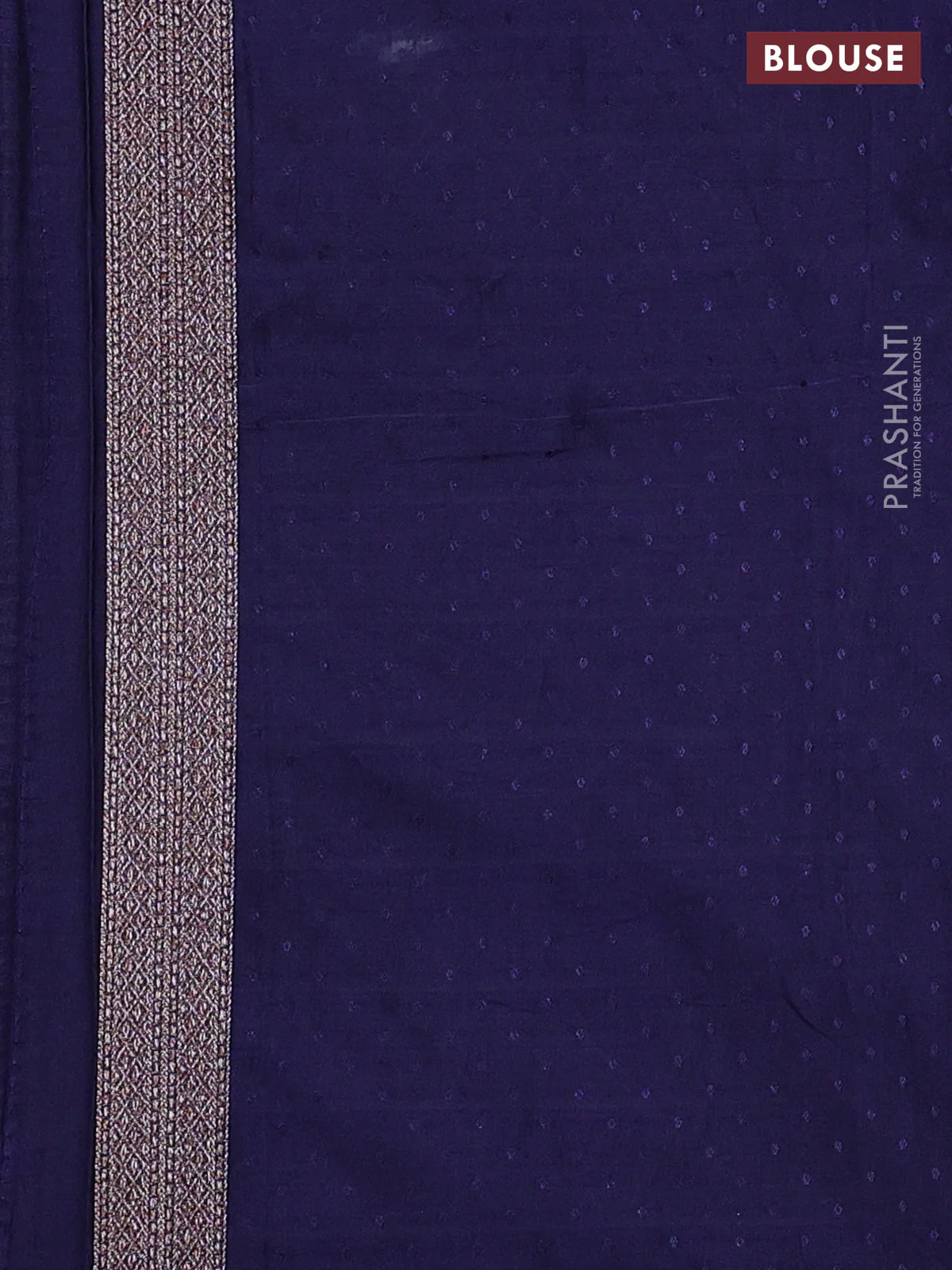 Banarasi semi silk saree navy blue with allover thread & zari weaves and woven border - Image 3