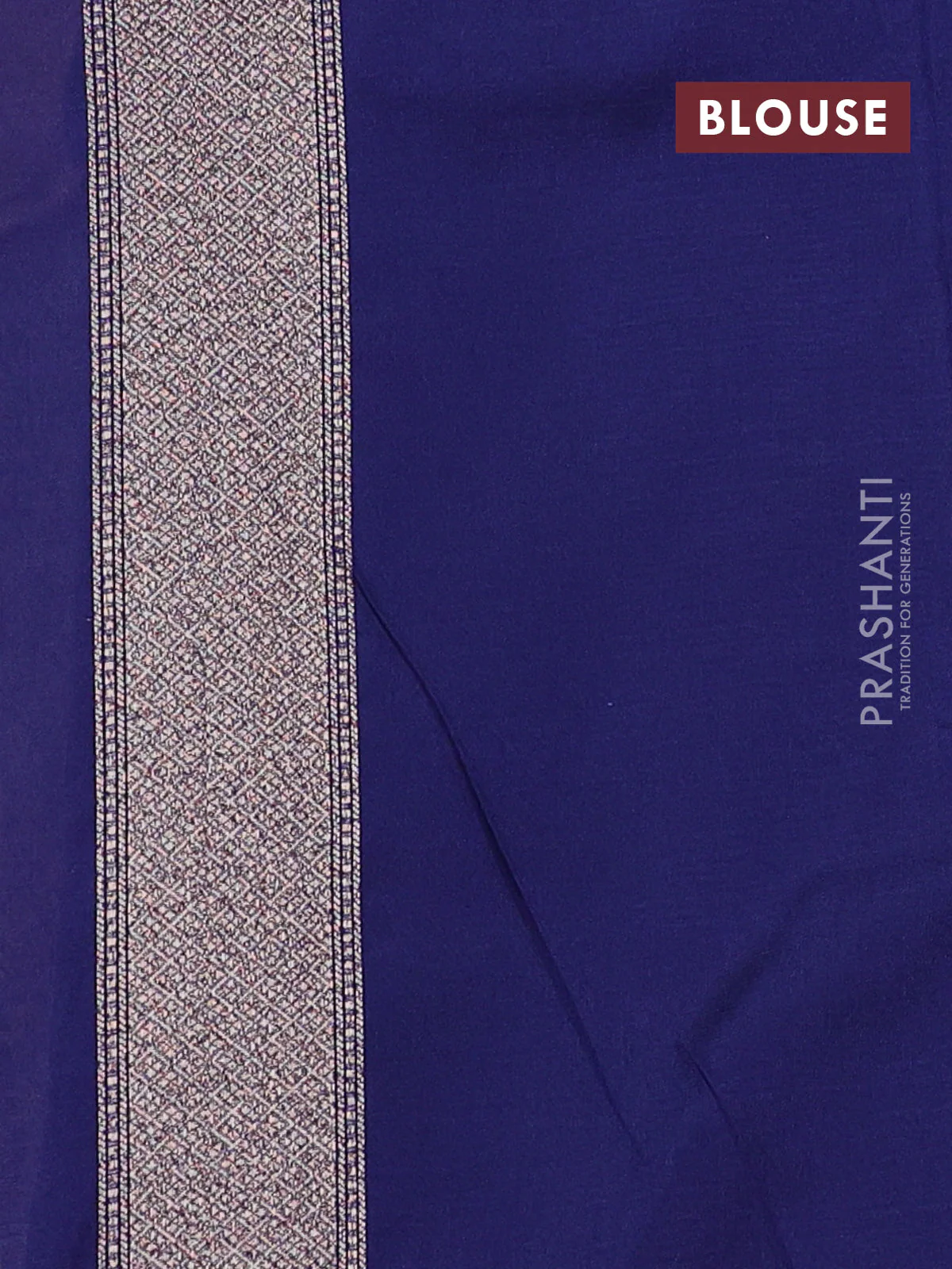 Banarasi semi silk saree navy blue with allover thread & zari weaves and woven border - Image 3